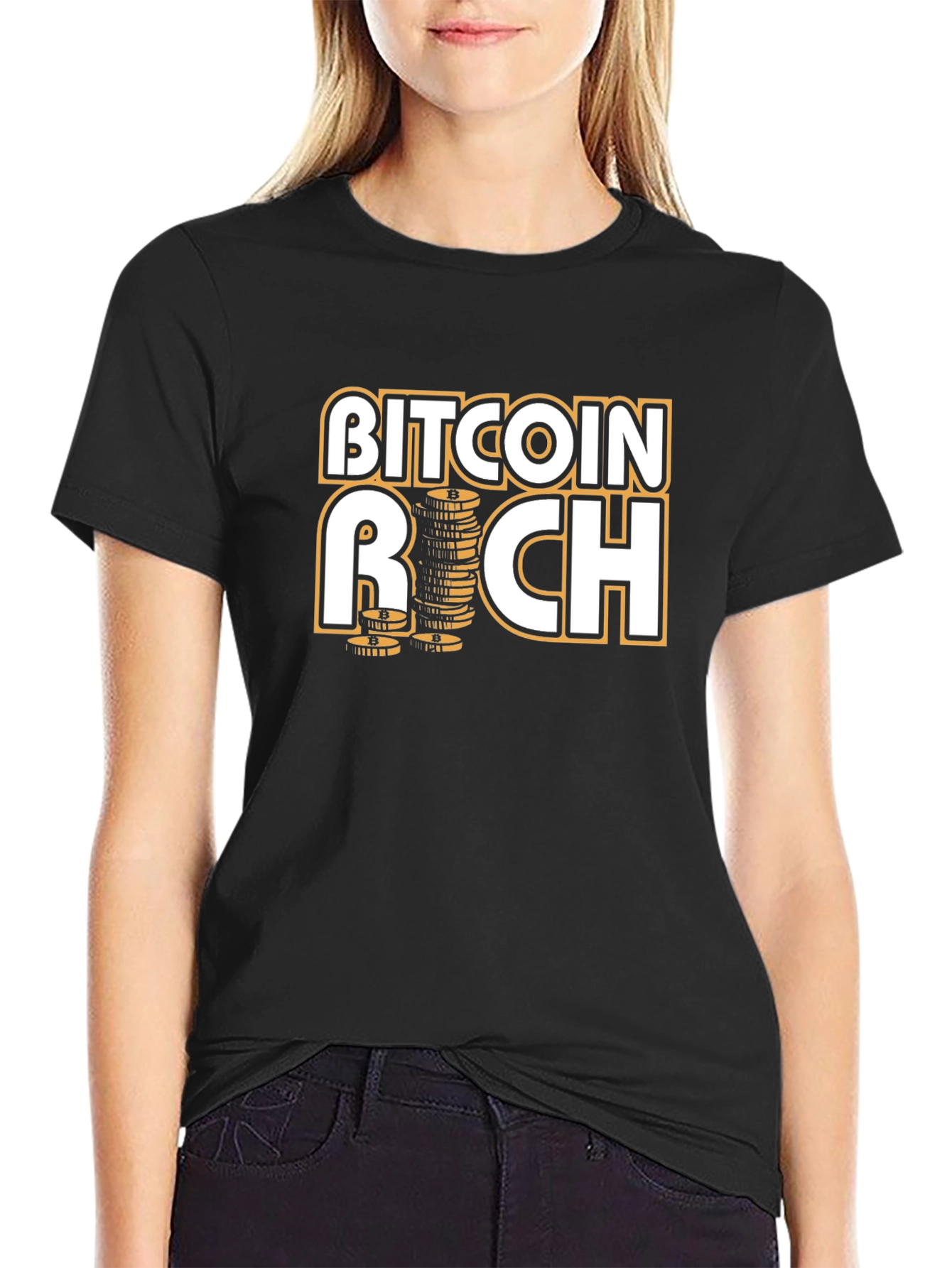 Bitcoin Rich Black T-Shirt - Crypto Investor Style