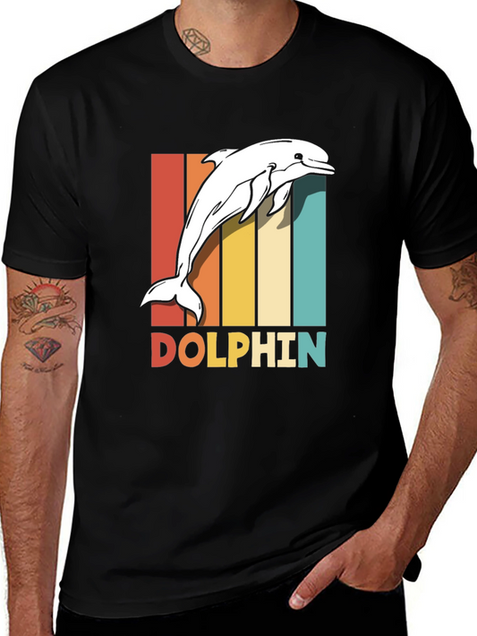 Retro Dolphin Graphic T-Shirt - Vintage Style Tee