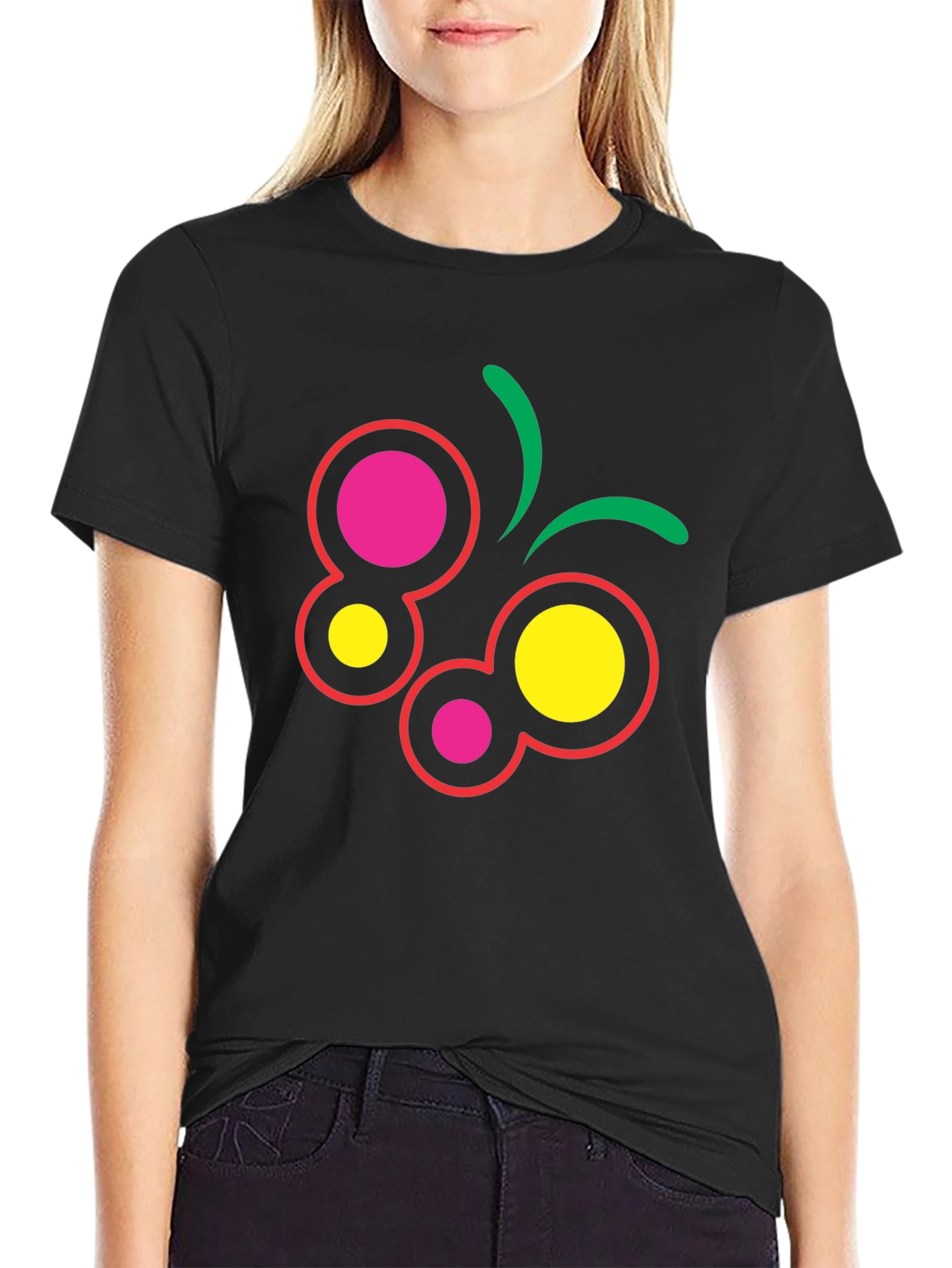 Abstract Butterfly Graphic Tee - Black Cotton Blend