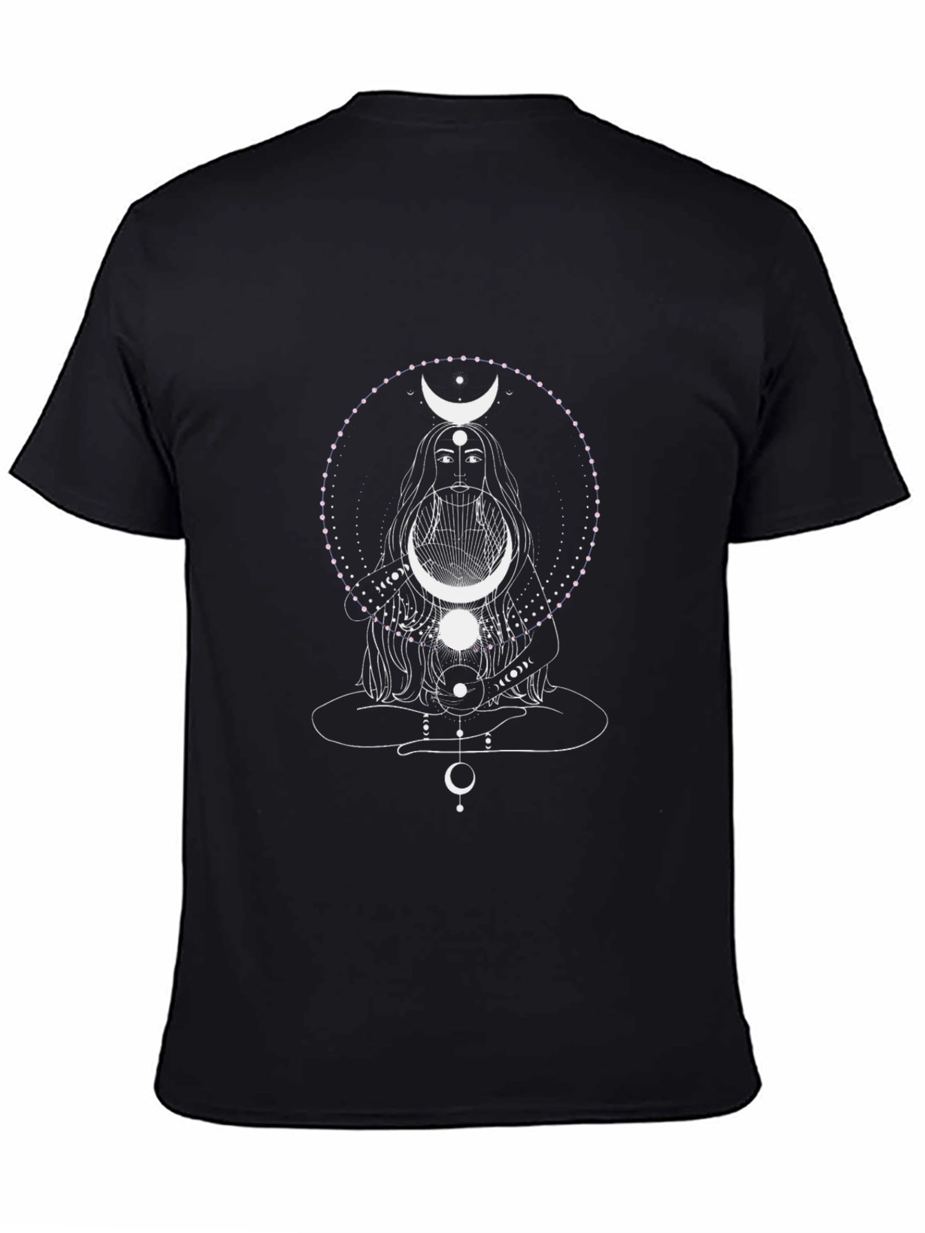 Mystic Moon Goddess Graphic Tee - Black Cotton T-Shirt