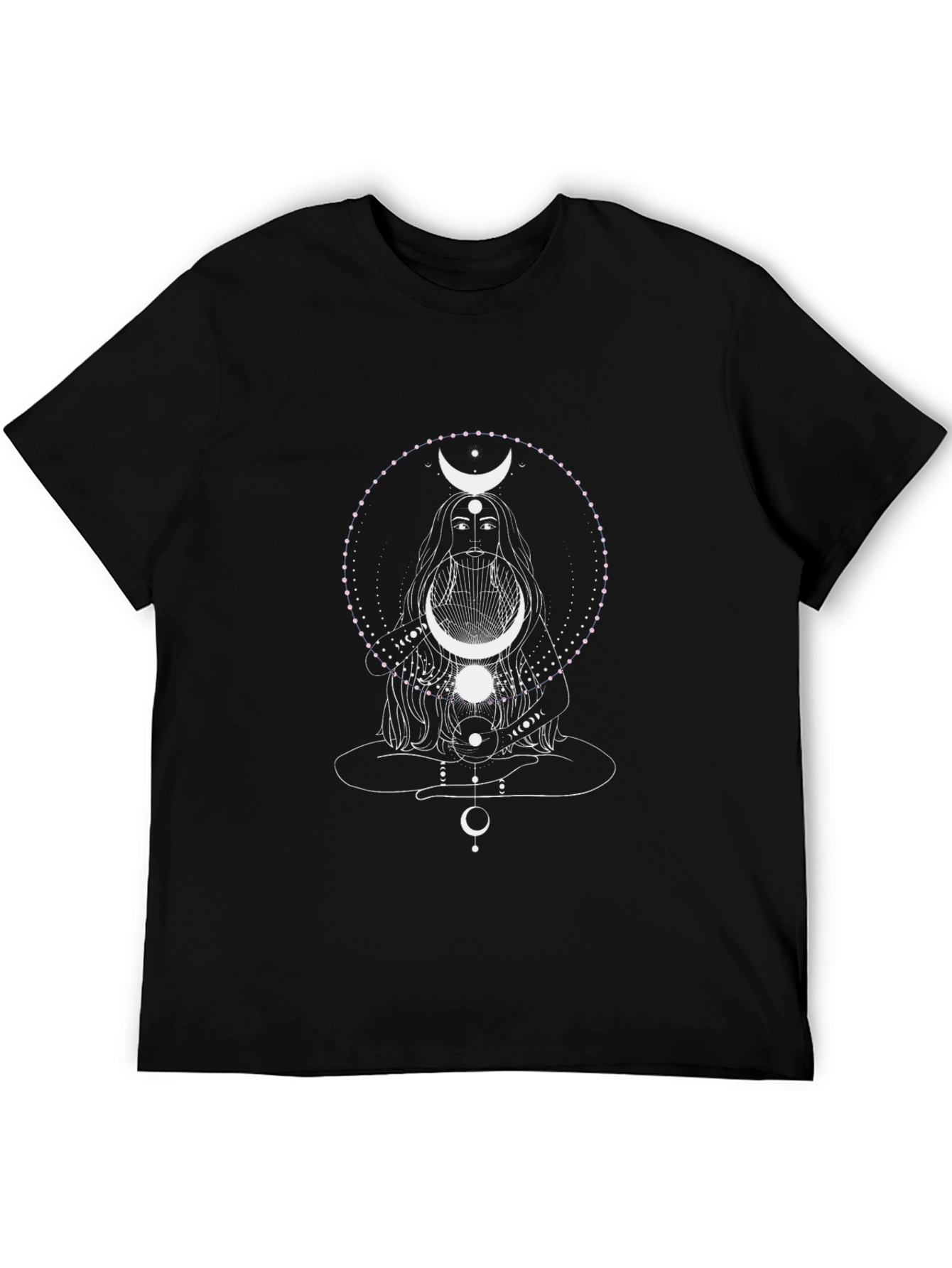 Mystic Moon Goddess Graphic Tee - Black Cotton T-Shirt
