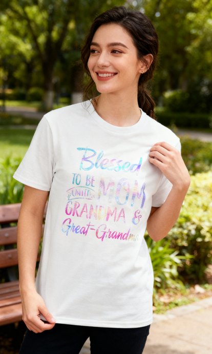 Blessed Multigenerational Mom Grandma Great-Grandma 100% Cotton T-Shirt - Unisex Versatile Family Pride TeeT584490