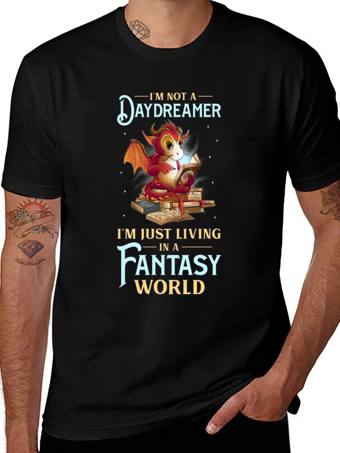 Fantasy Dragon Reader Graphic T-Shirt