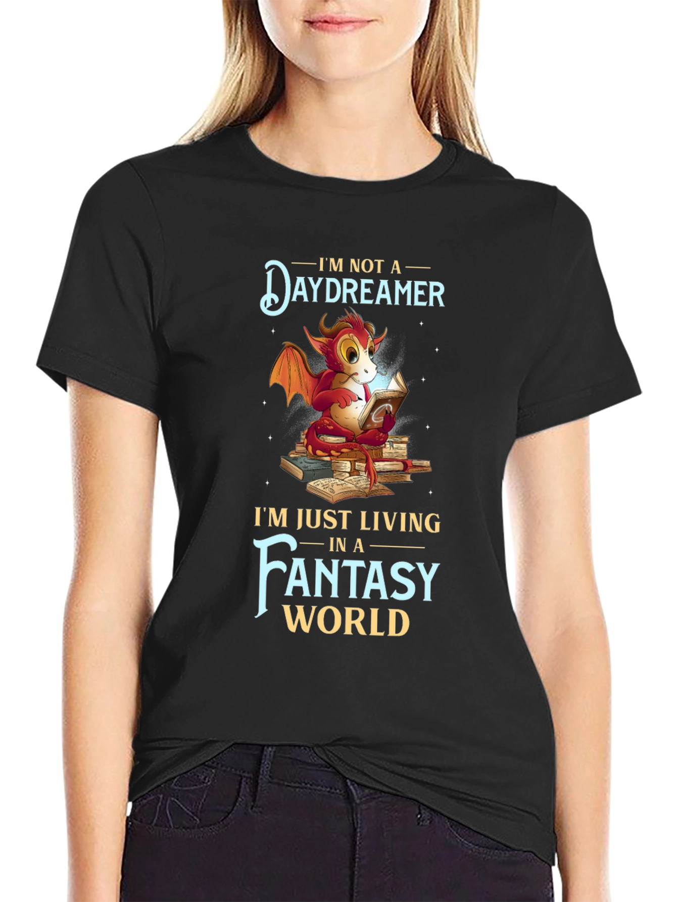 Fantasy Dragon Reader Graphic T-Shirt