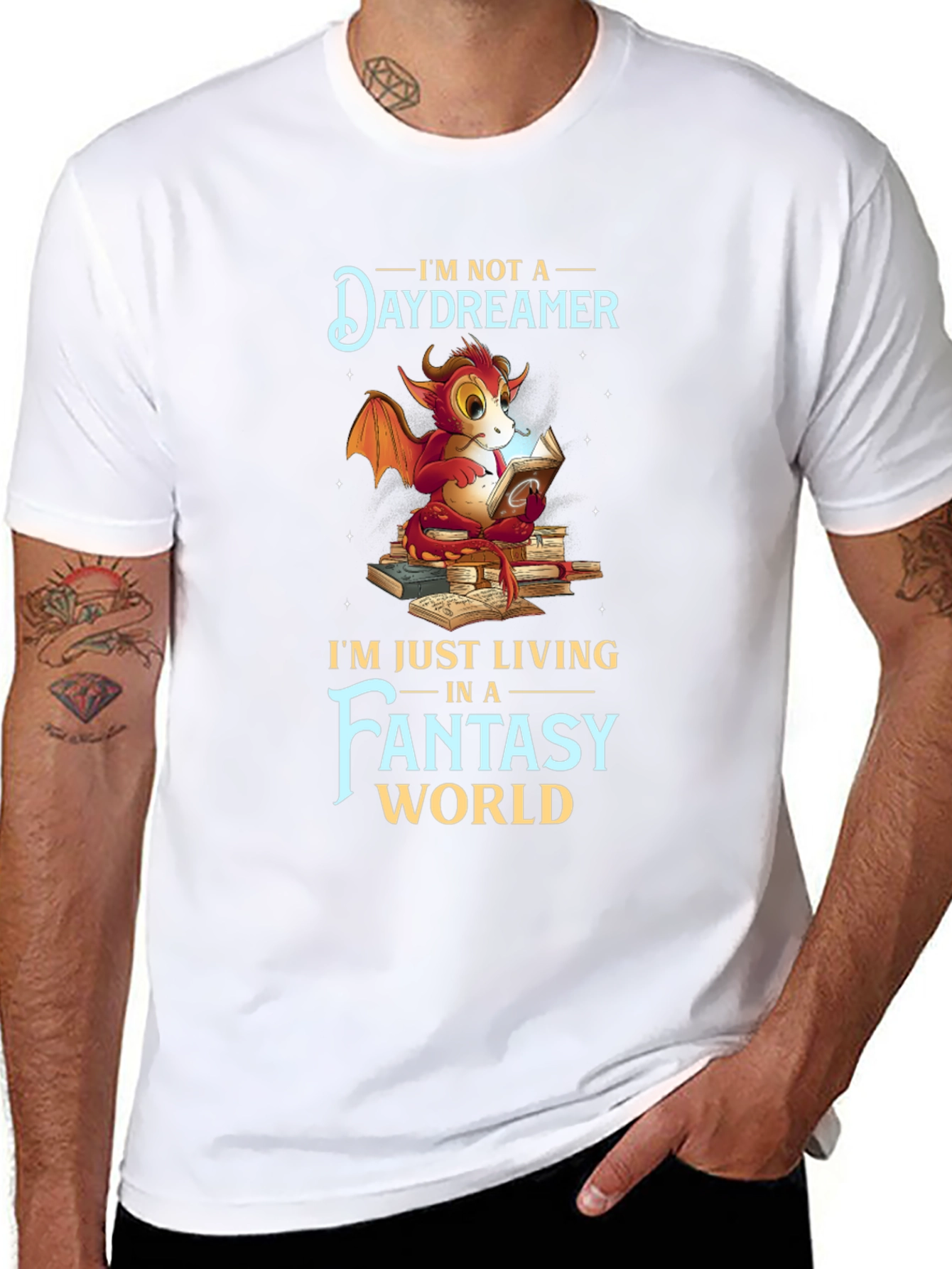 Fantasy Dragon Reader Graphic T-Shirt
