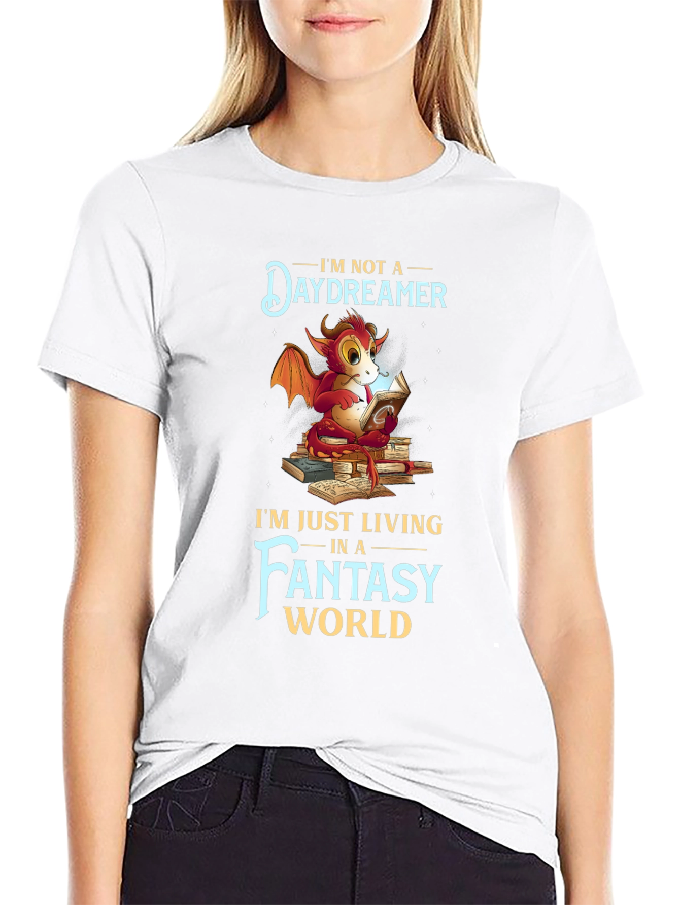 Fantasy Dragon Reader Graphic T-Shirt