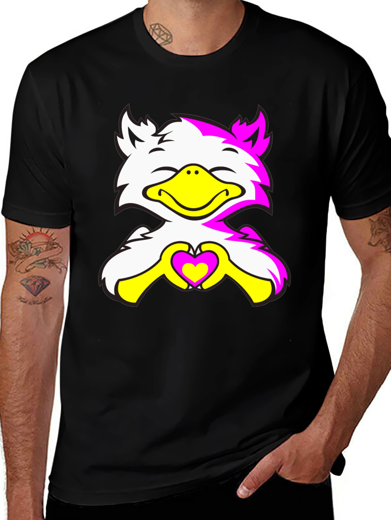 Cute Cartoon Bird with Heart Graphic Tee