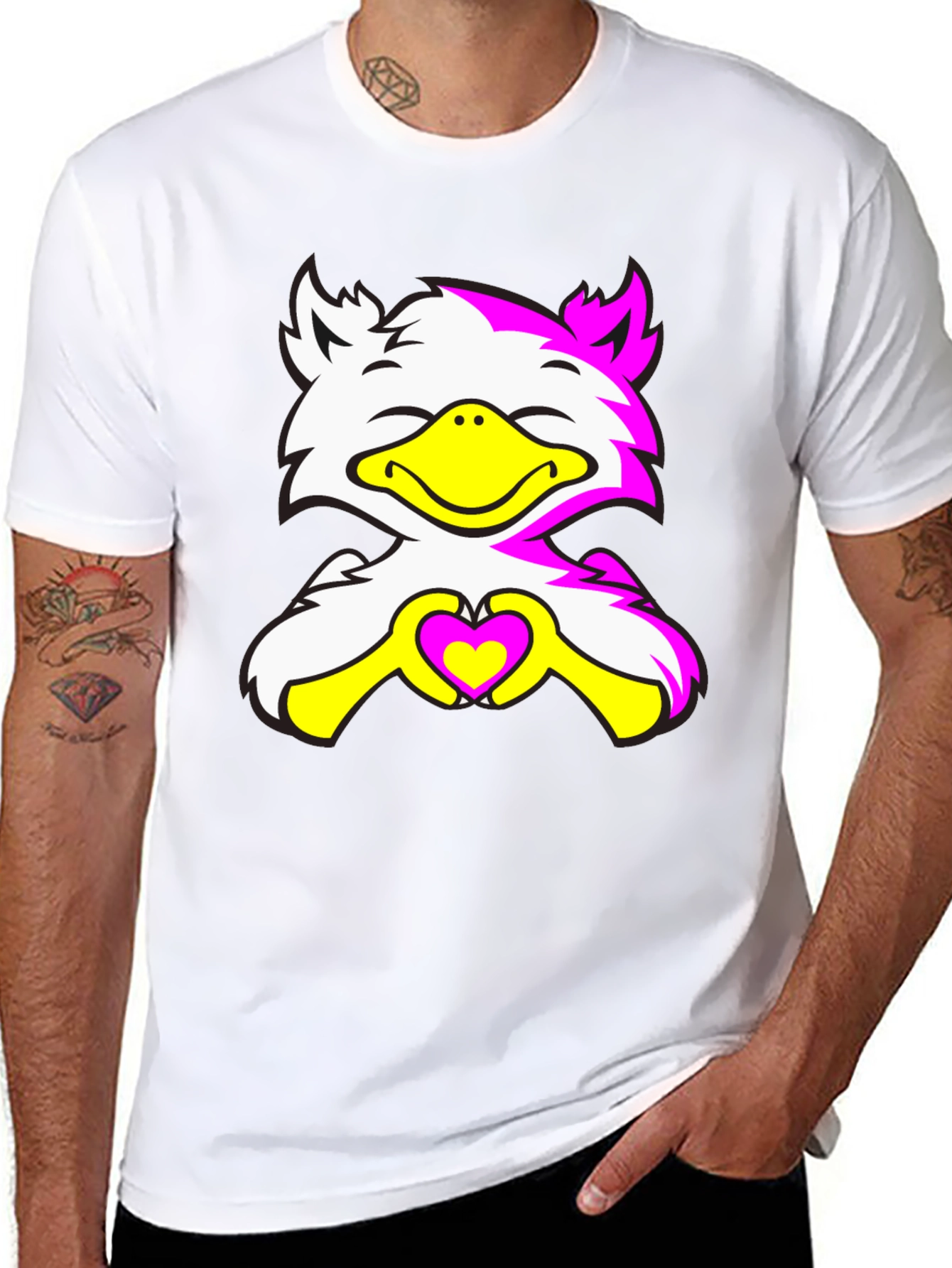 Cute Cartoon Bird with Heart Graphic Tee