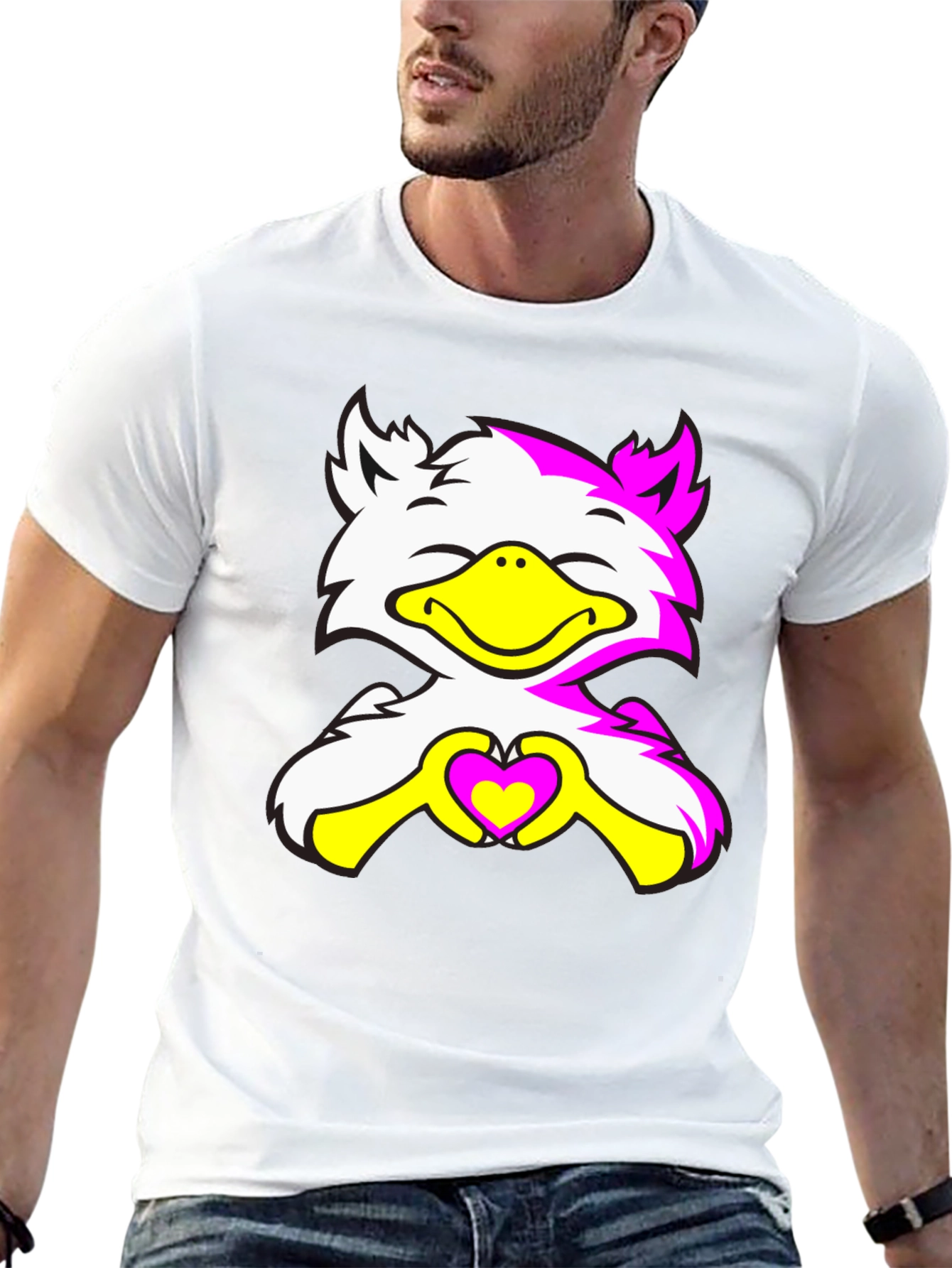 Cute Cartoon Bird with Heart Graphic Tee