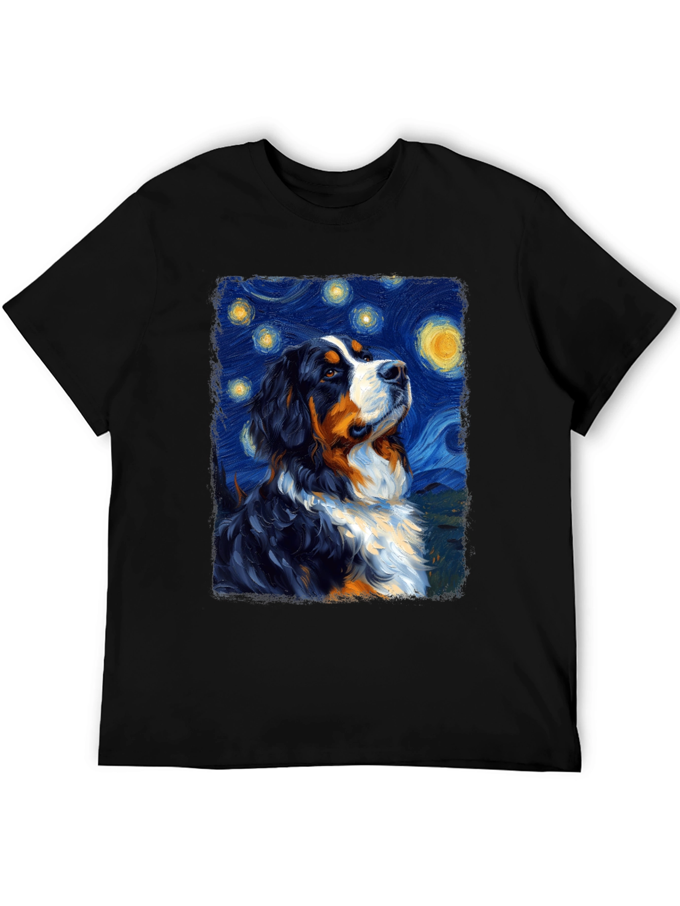 Starry Night Dog T-Shirt - Bernese Mountain Dog Art