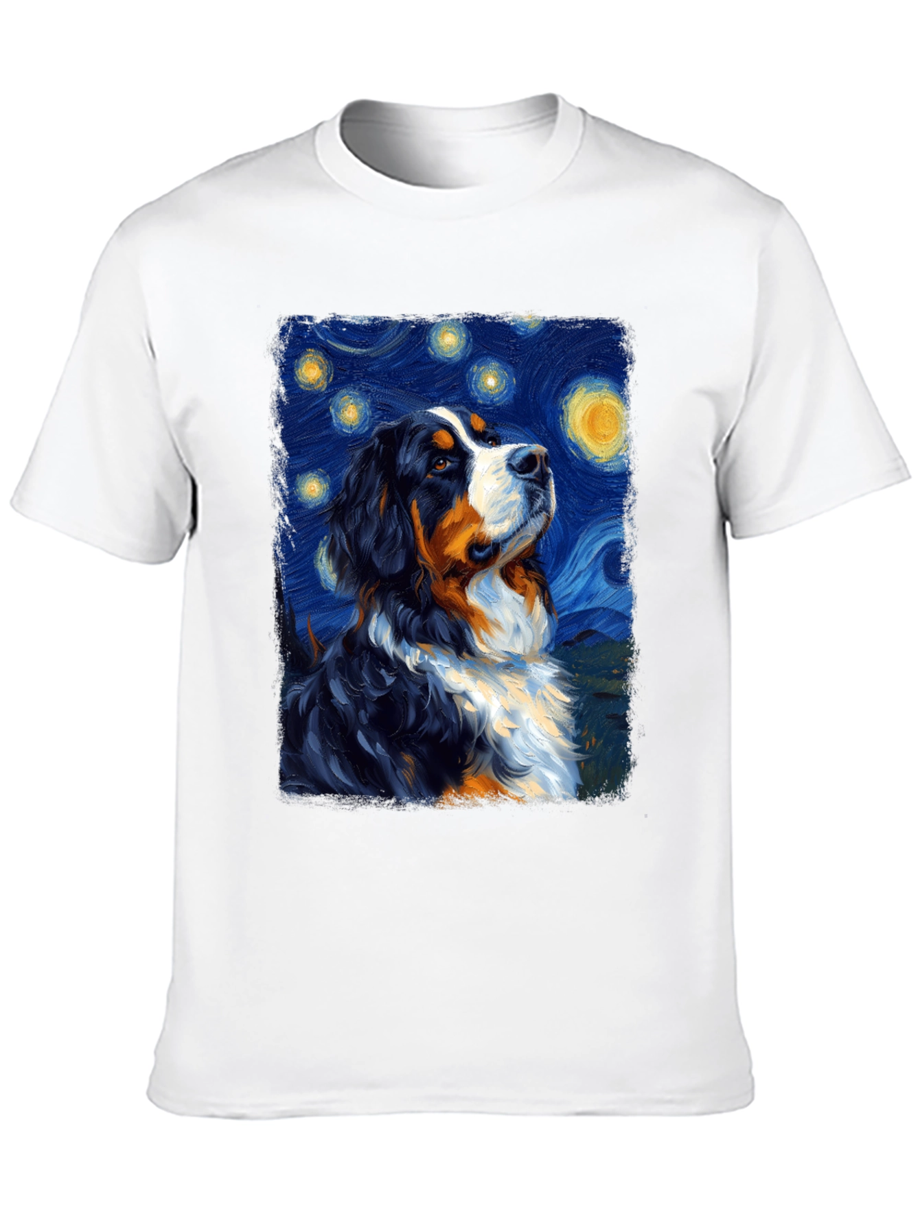 Starry Night Dog T-Shirt - Bernese Mountain Dog Art