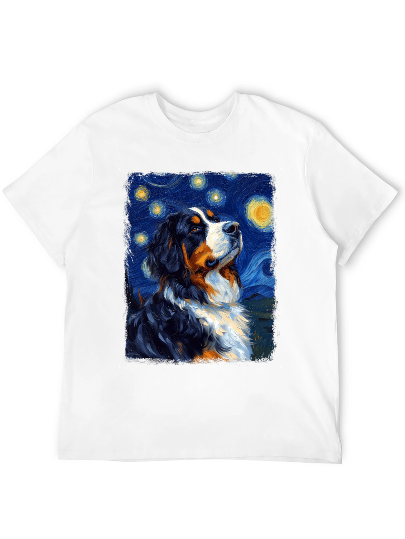 Starry Night Dog T-Shirt - Bernese Mountain Dog Art