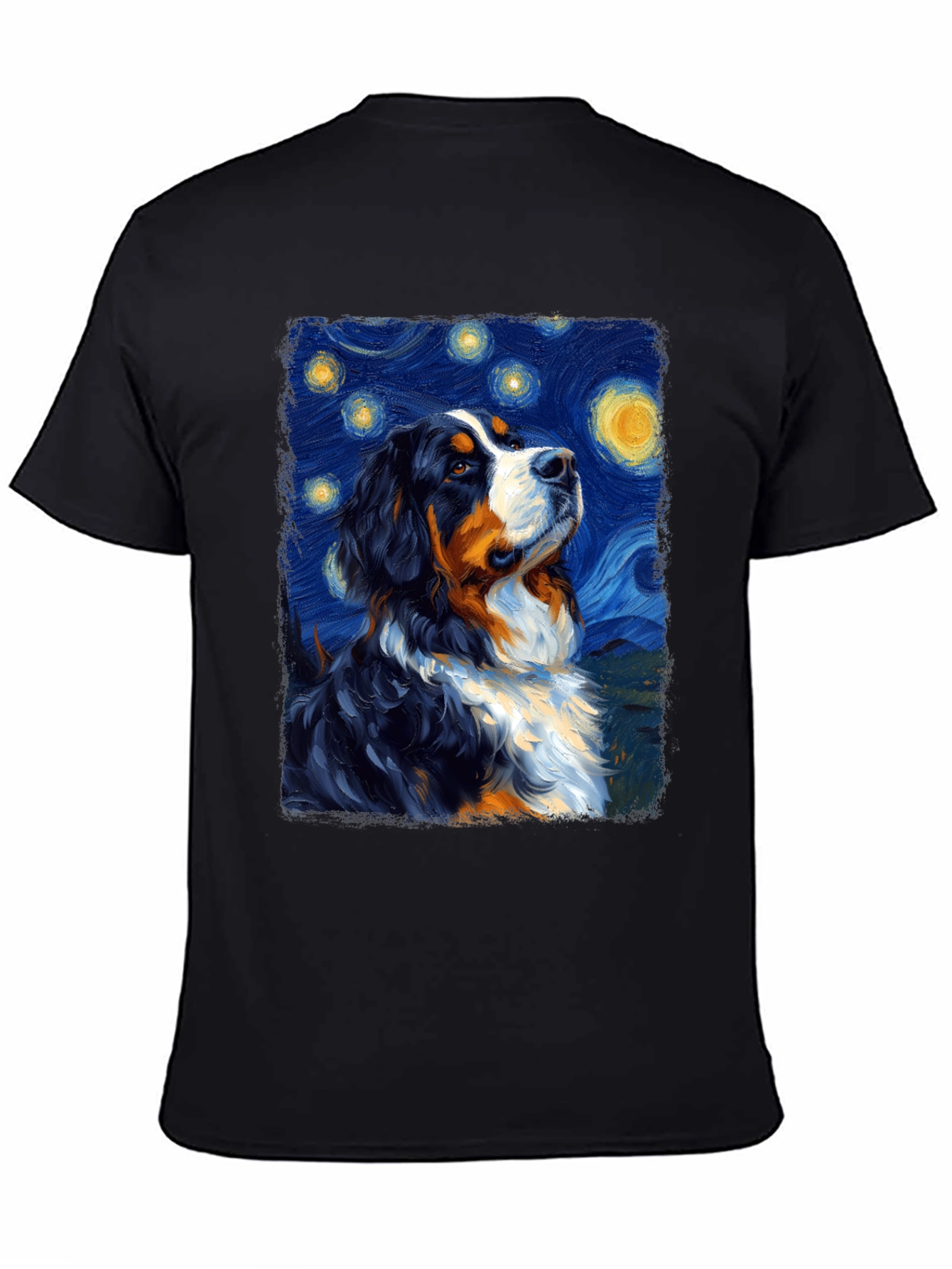 Starry Night Dog T-Shirt - Bernese Mountain Dog Art
