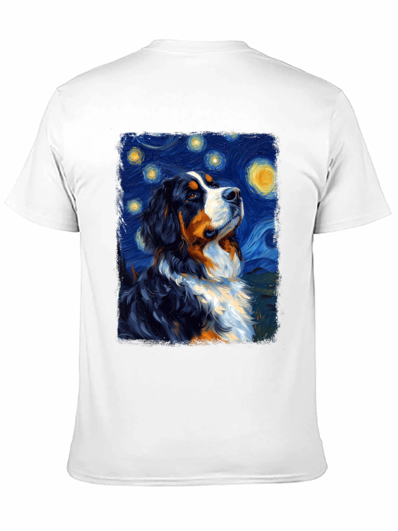 Starry Night Dog T-Shirt - Bernese Mountain Dog Art