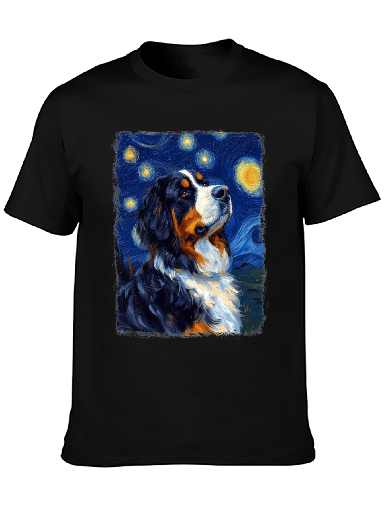 Starry Night Dog T-Shirt - Bernese Mountain Dog Art