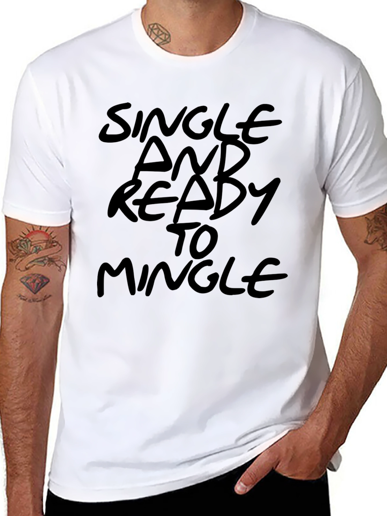 Single and Ready to Mingle Mens Black T-Shirt