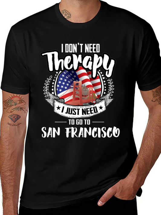 San Francisco Therapy Graphic Tee - Black Cotton T-Shirt