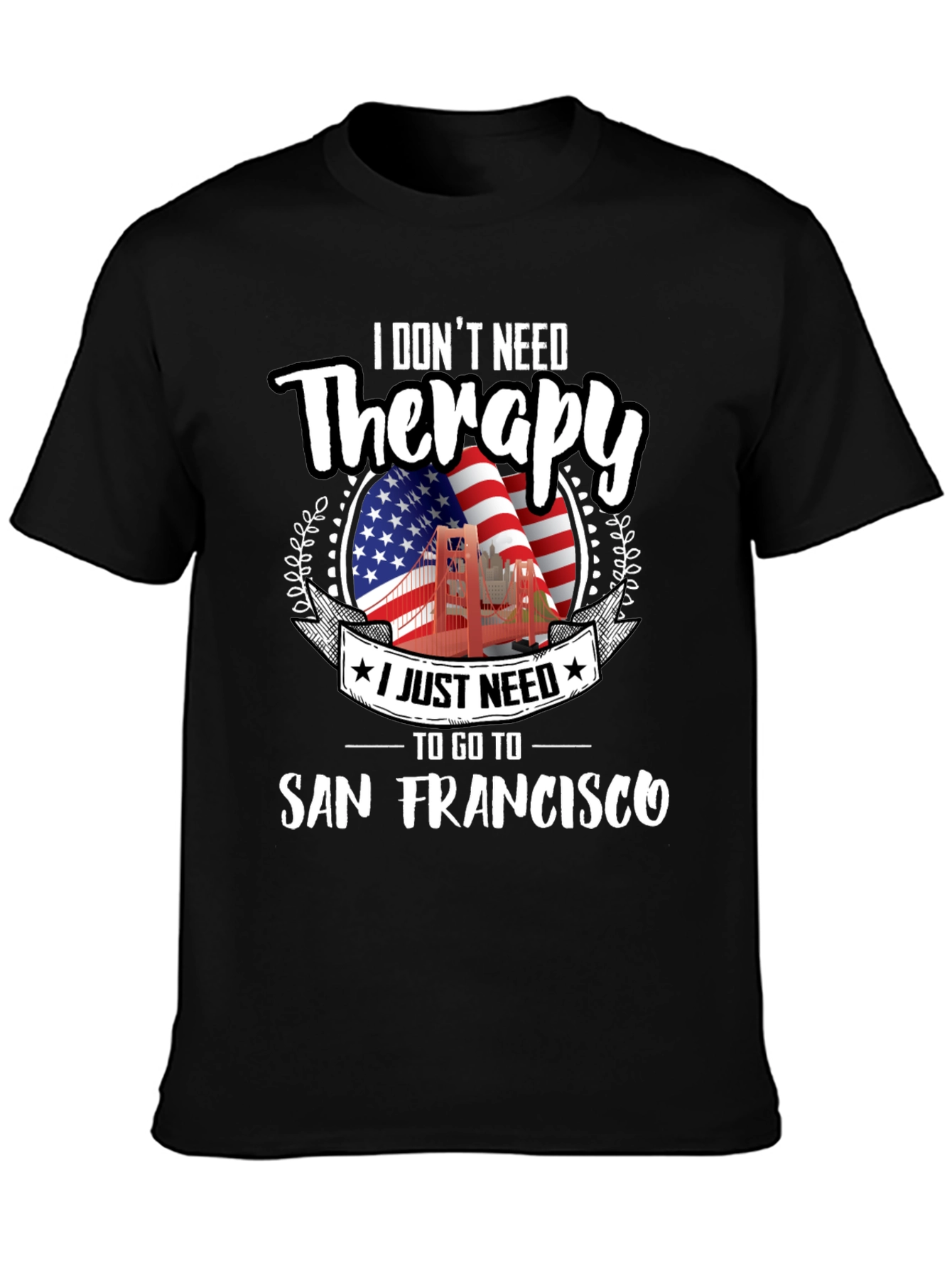 San Francisco Therapy Graphic Tee - Black Cotton T-Shirt