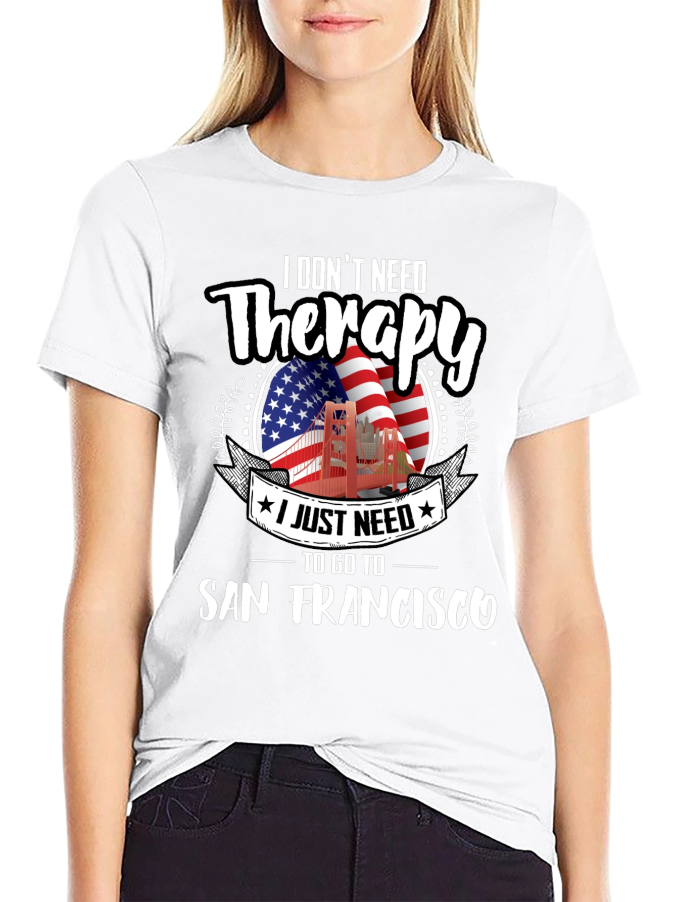 San Francisco Therapy Graphic Tee - Black Cotton T-Shirt