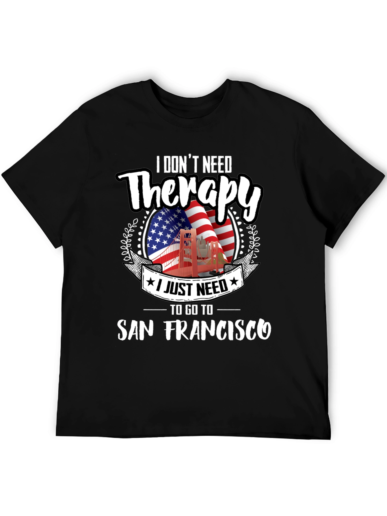San Francisco Therapy Graphic Tee - Black Cotton T-Shirt