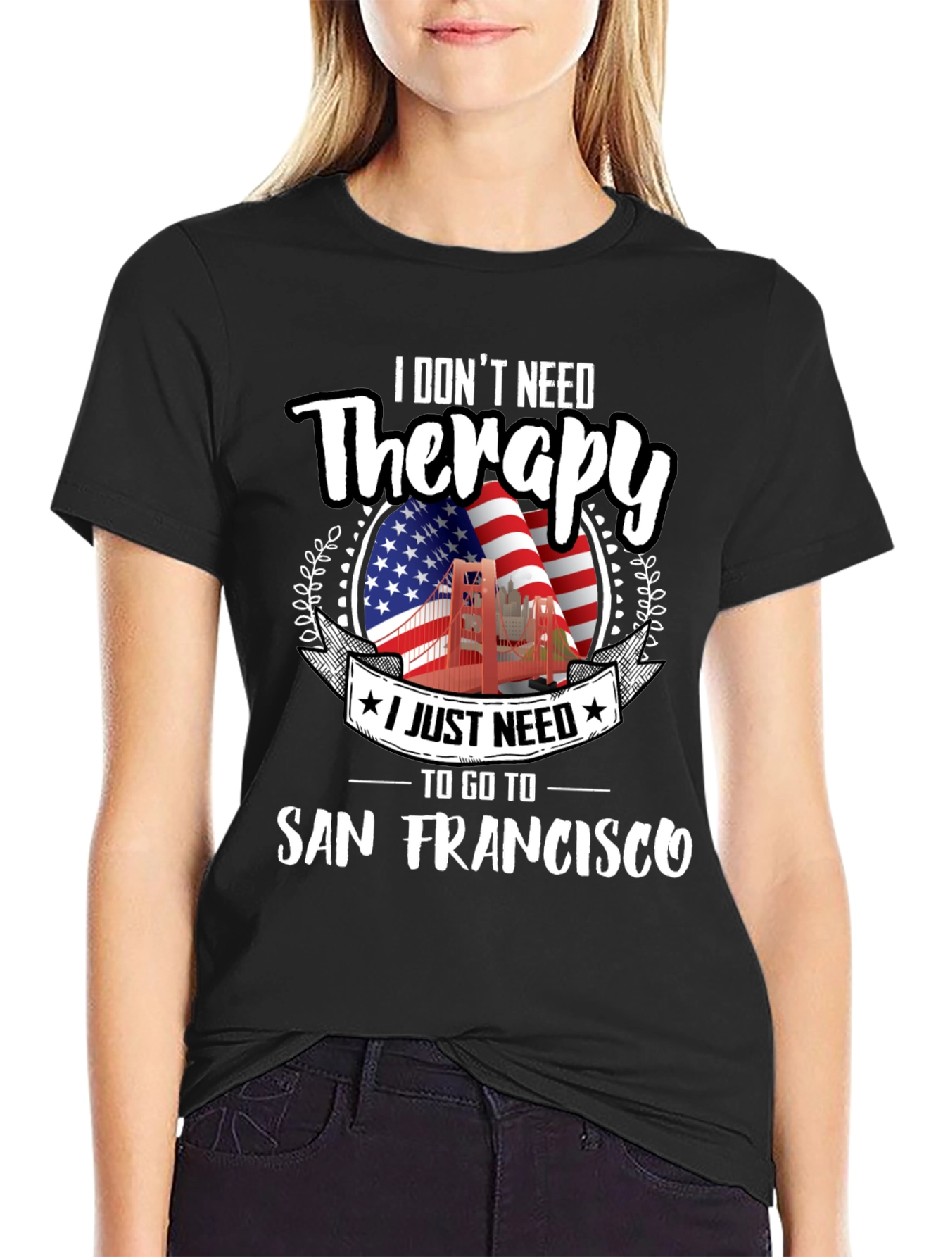 San Francisco Therapy Graphic Tee - Black Cotton T-Shirt