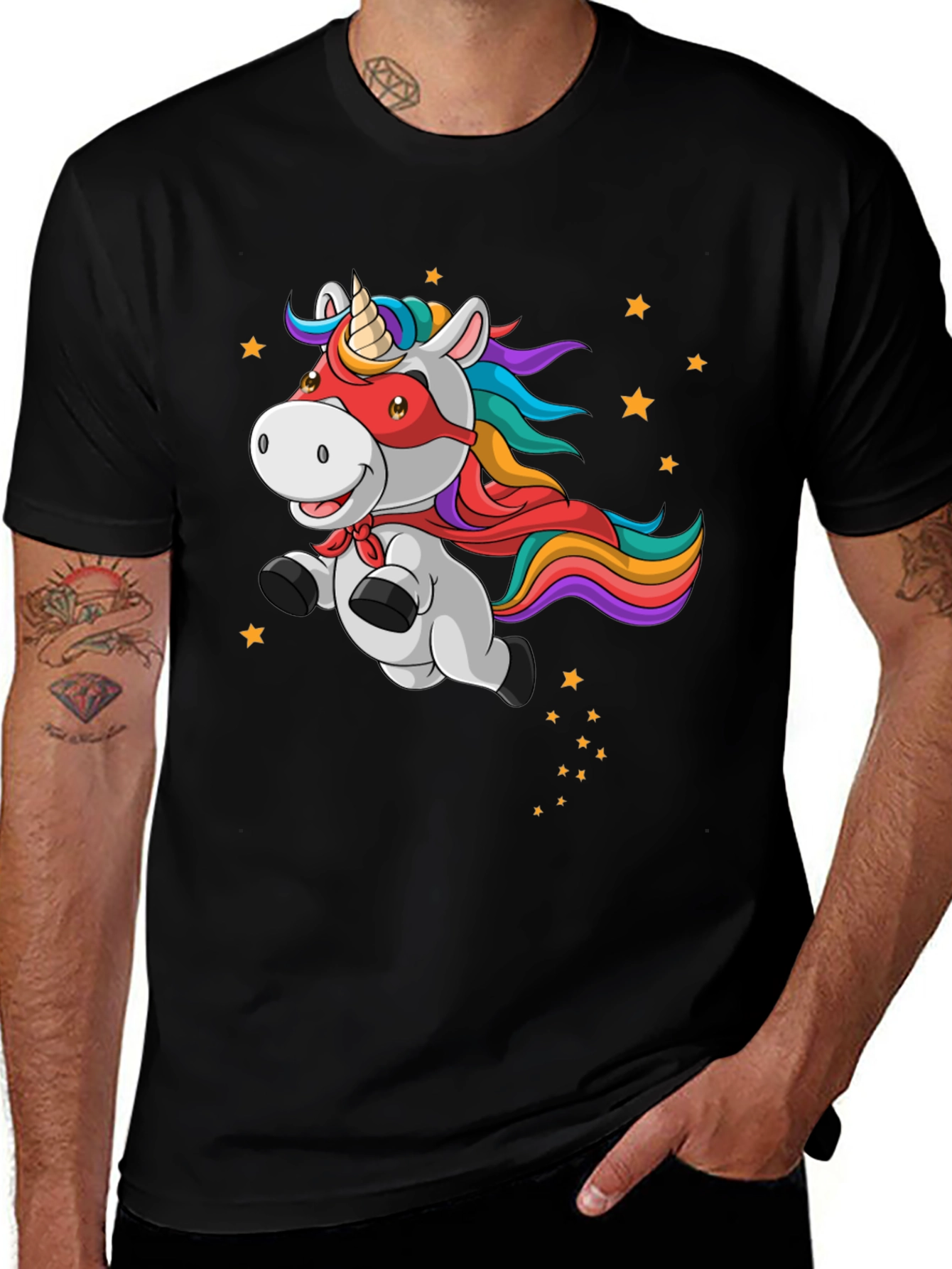 Unicorn Superhero Mens Graphic T-Shirt