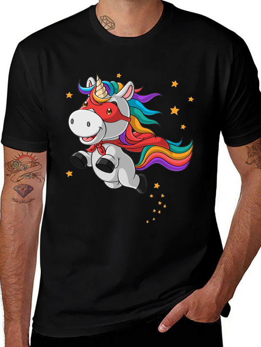 Unicorn Superhero Mens Graphic T-Shirt
