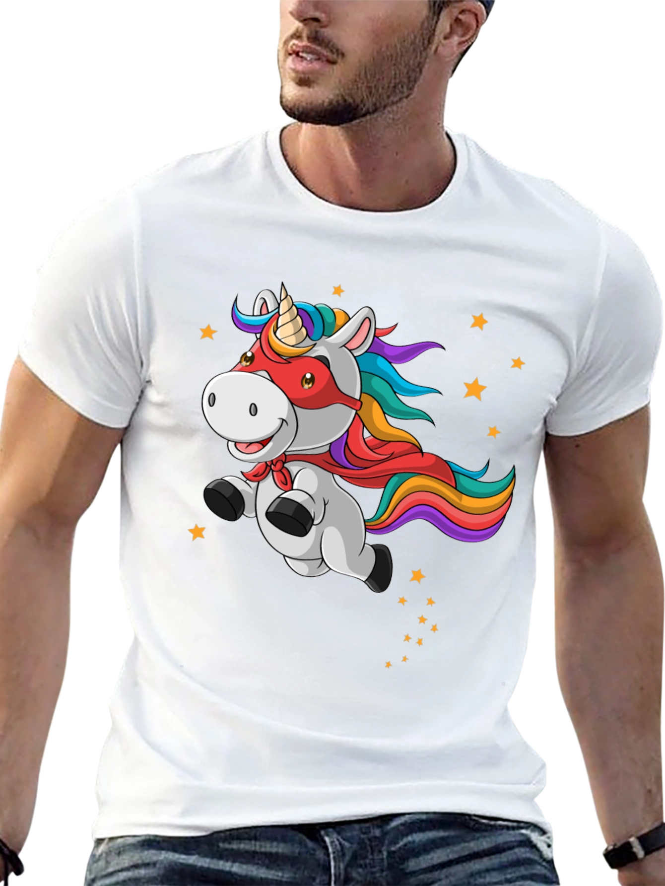 Unicorn Superhero Mens Graphic T-Shirt