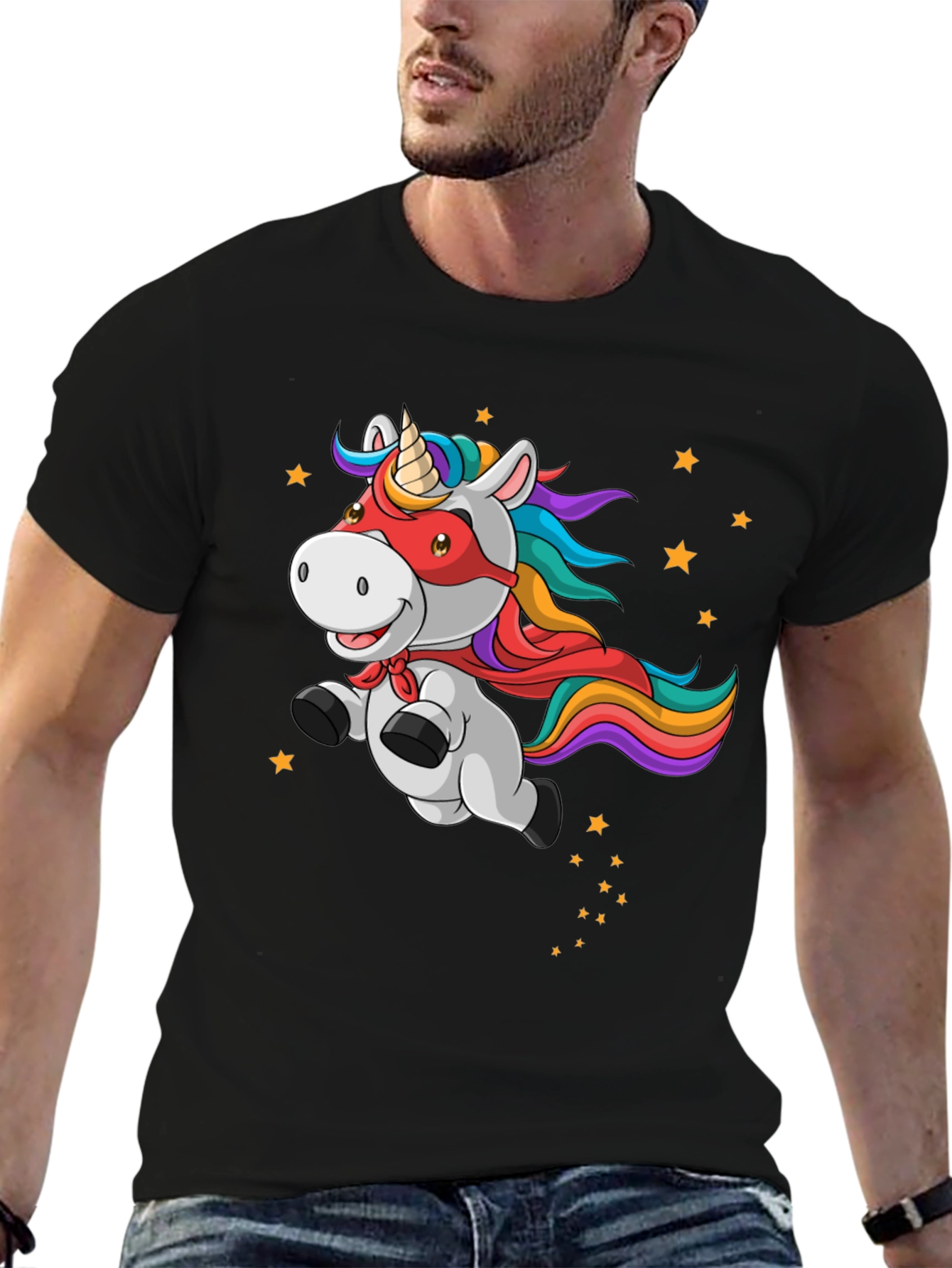 Unicorn Superhero Mens Graphic T-Shirt