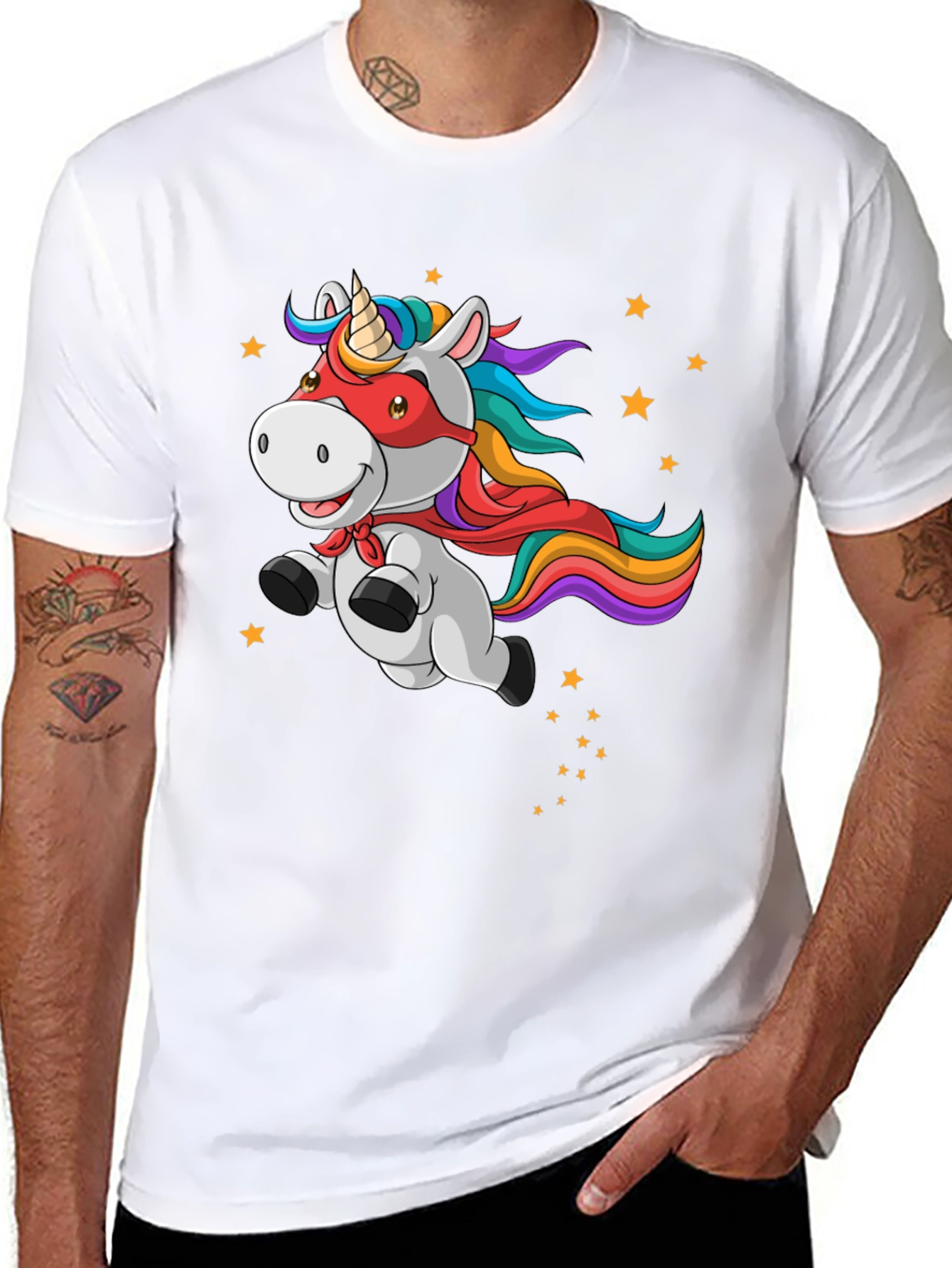Unicorn Superhero Mens Graphic T-Shirt