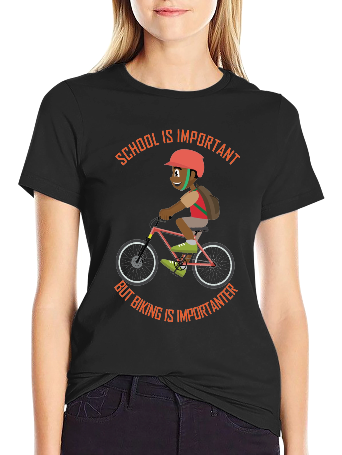 School & Biking T-Shirt - Importance of Both!