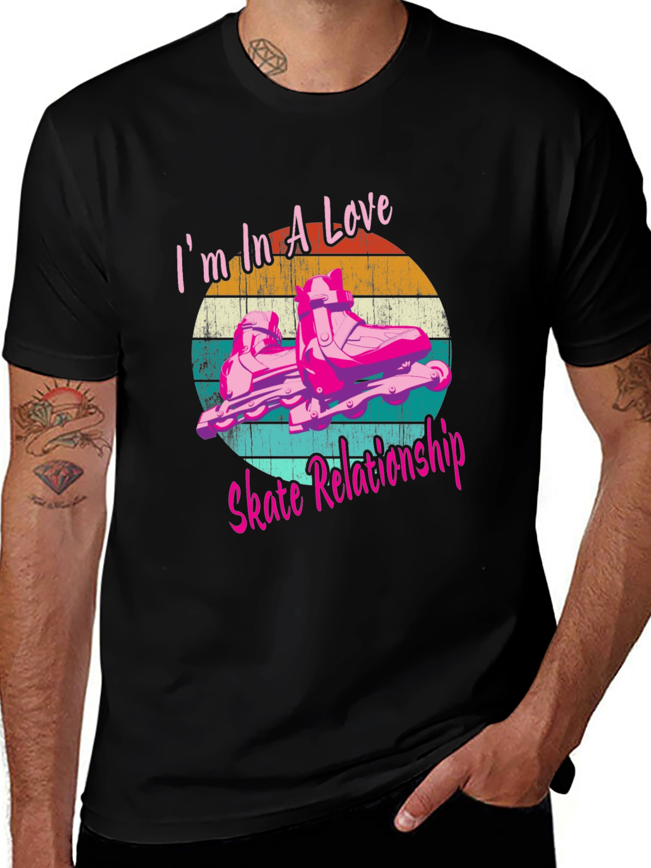 Love Skate Relationship Black Graphic Tee