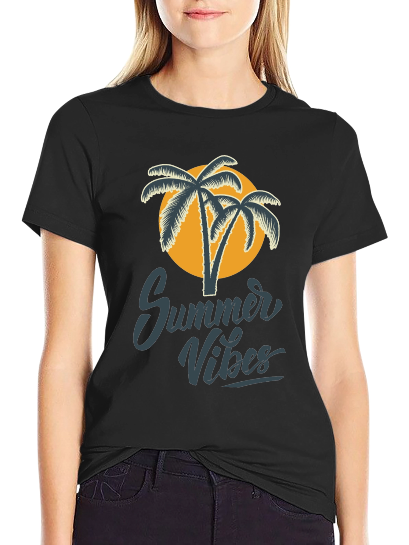 Summer Vibes Graphic Tee - Black