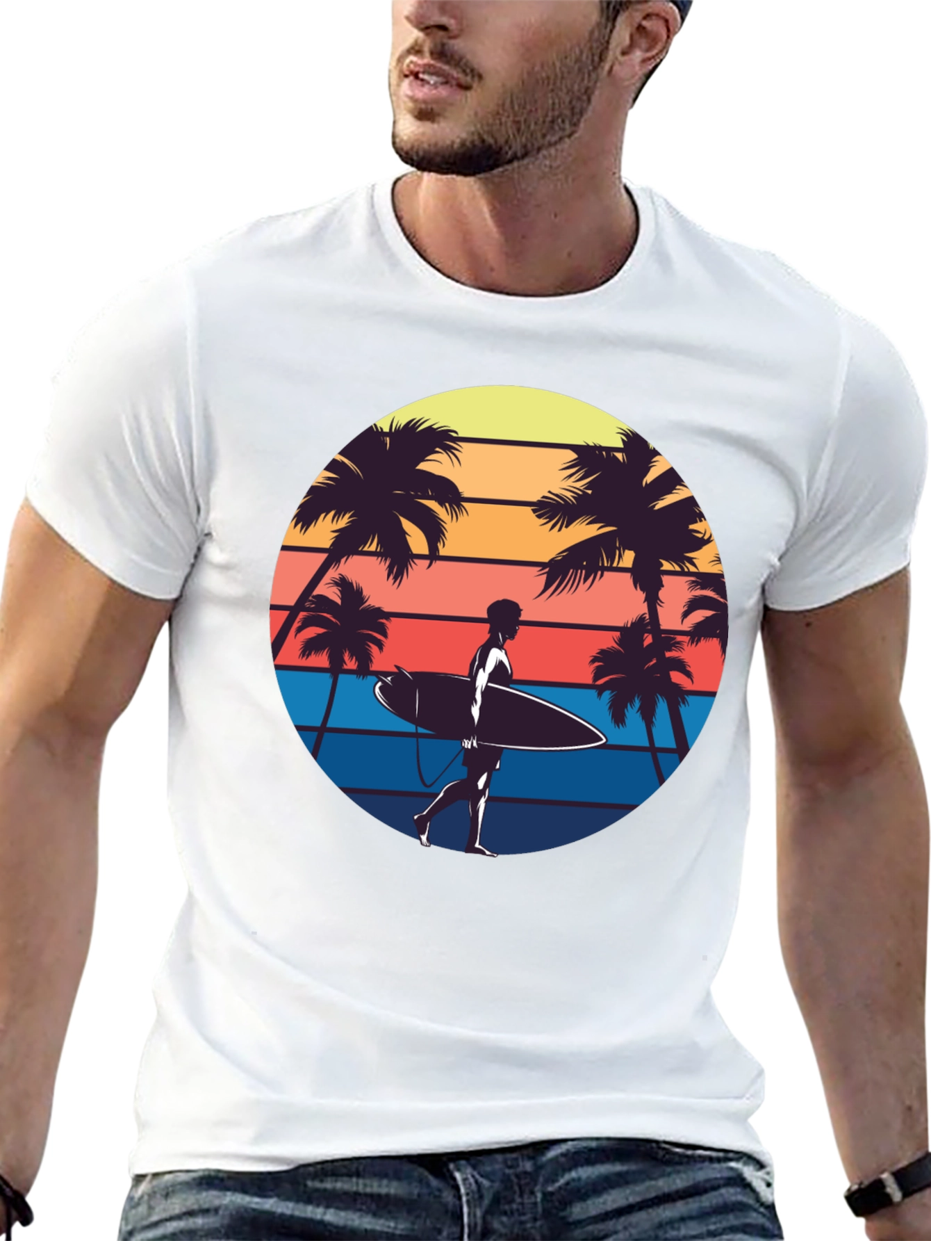 Retro Surfer T-Shirt - Beach Vibes
