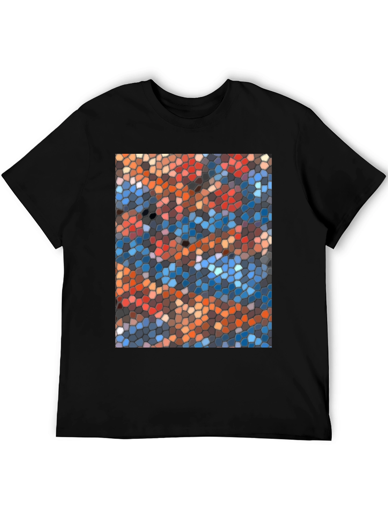 Mosaic Style Graphic Print Crew Neck T-Shirt