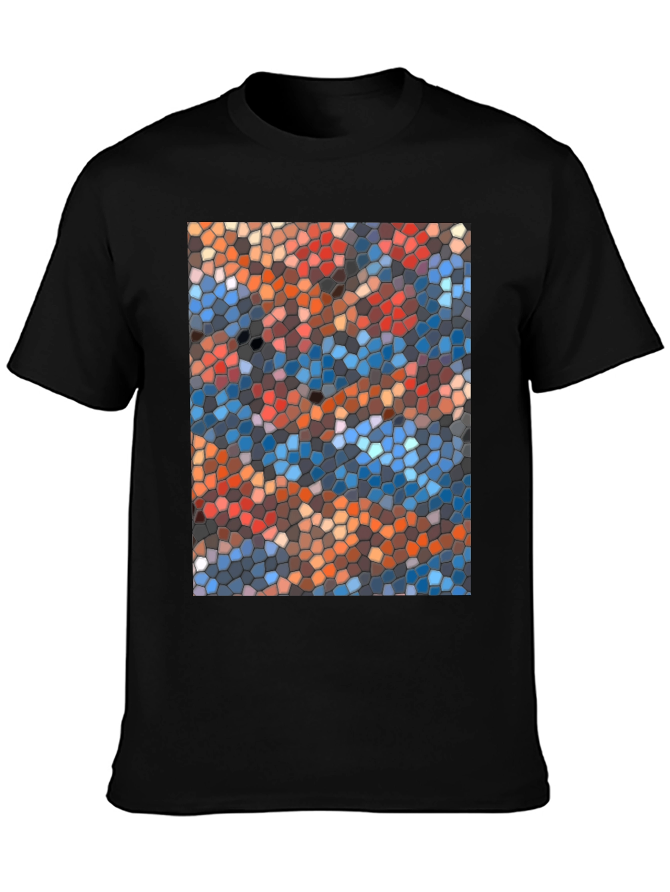 Mosaic Style Graphic Print Crew Neck T-Shirt