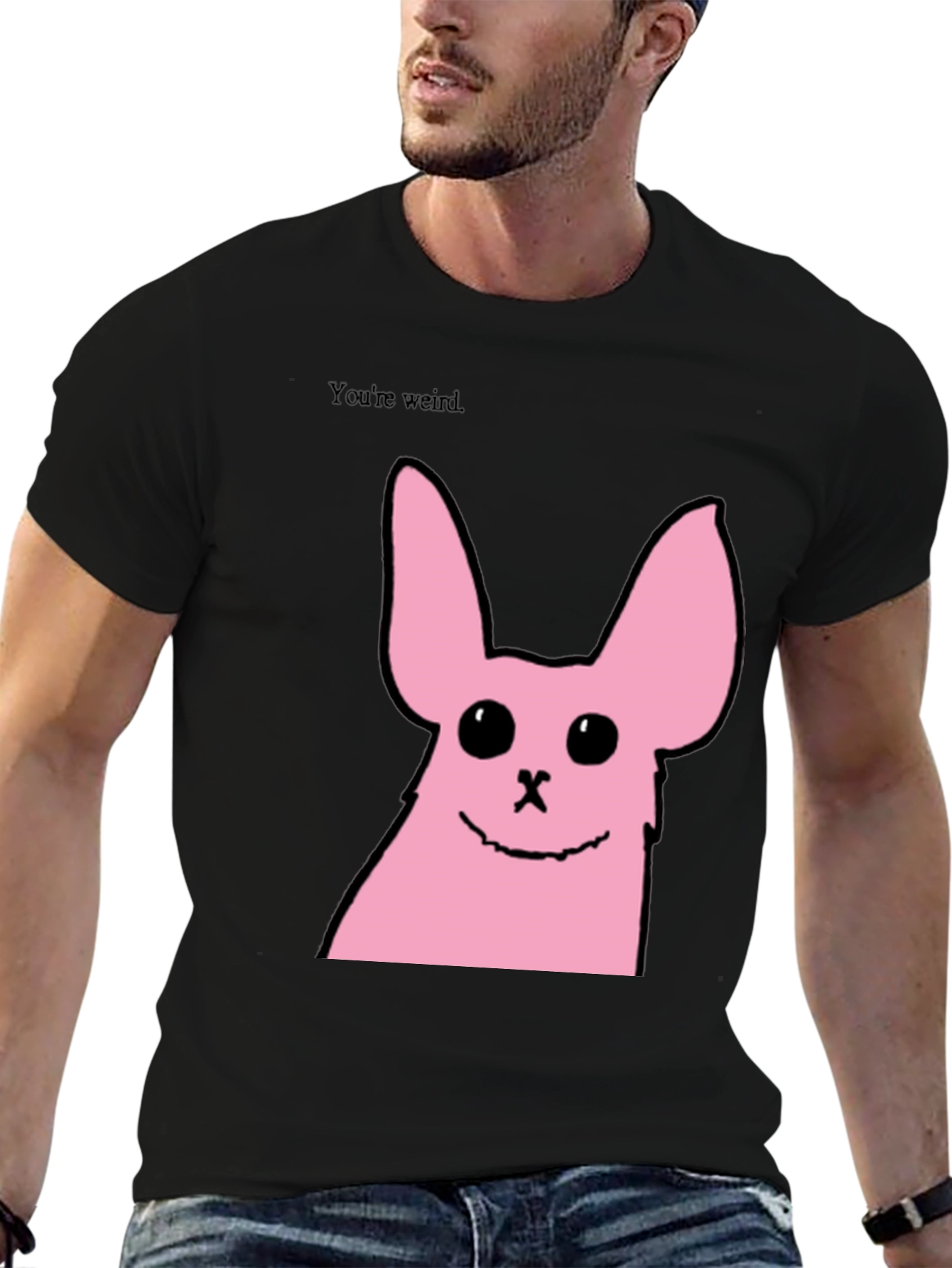 Funny Pink Bunny Graphic Tee - Youre Weird