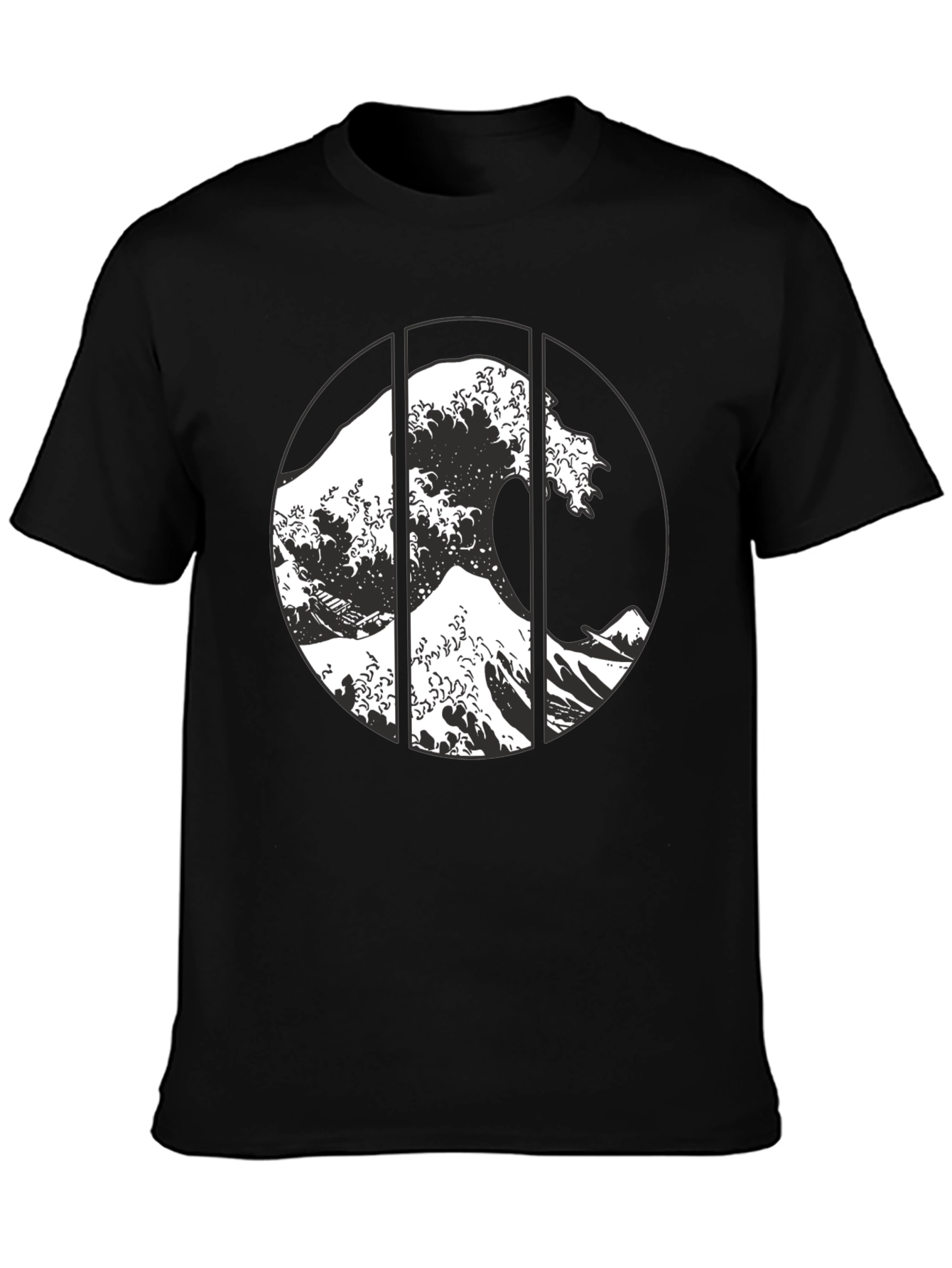 Great Wave Graphic Tee - Black Cotton T-Shirt