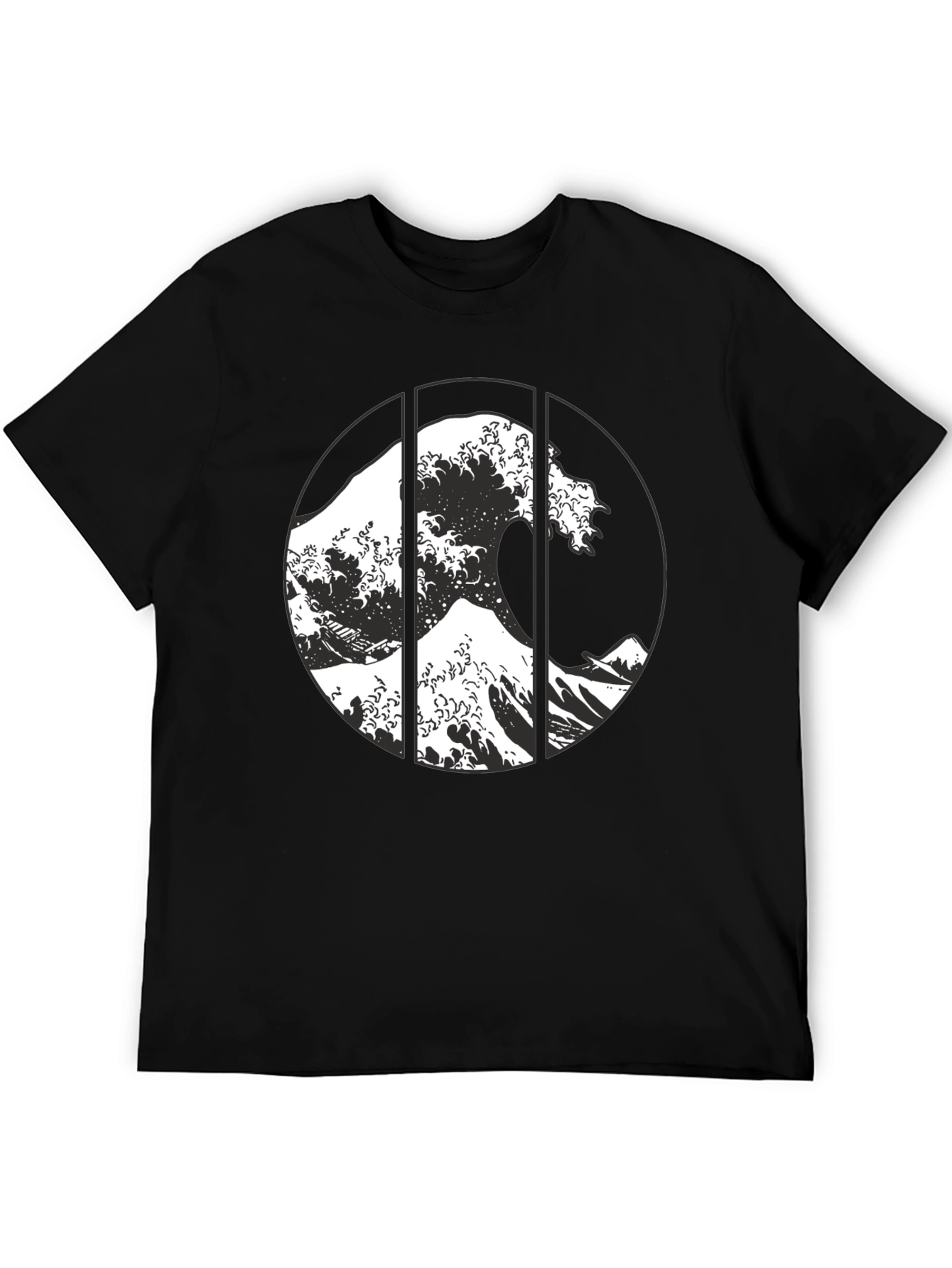 Great Wave Graphic Tee - Black Cotton T-Shirt