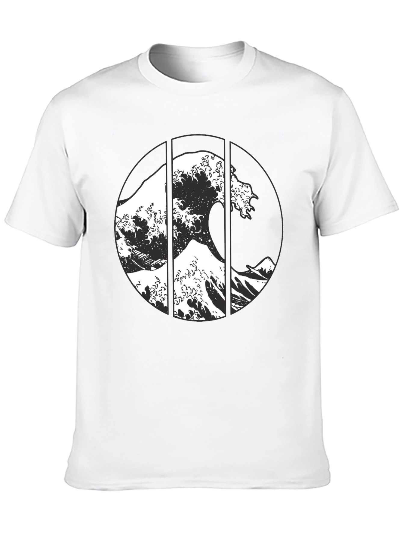 Great Wave Graphic Tee - Black Cotton T-Shirt