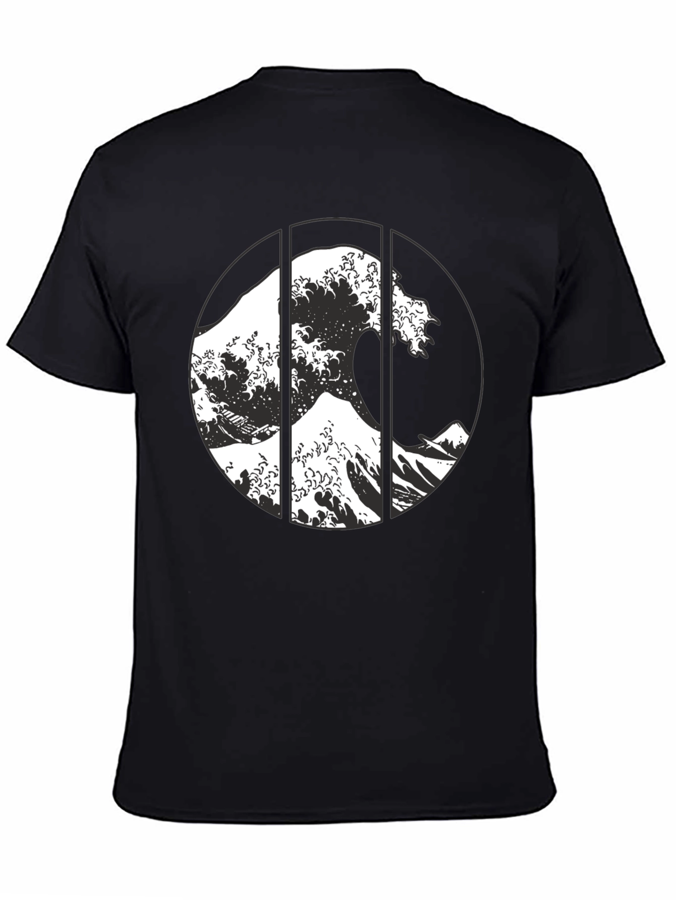 Great Wave Graphic Tee - Black Cotton T-Shirt