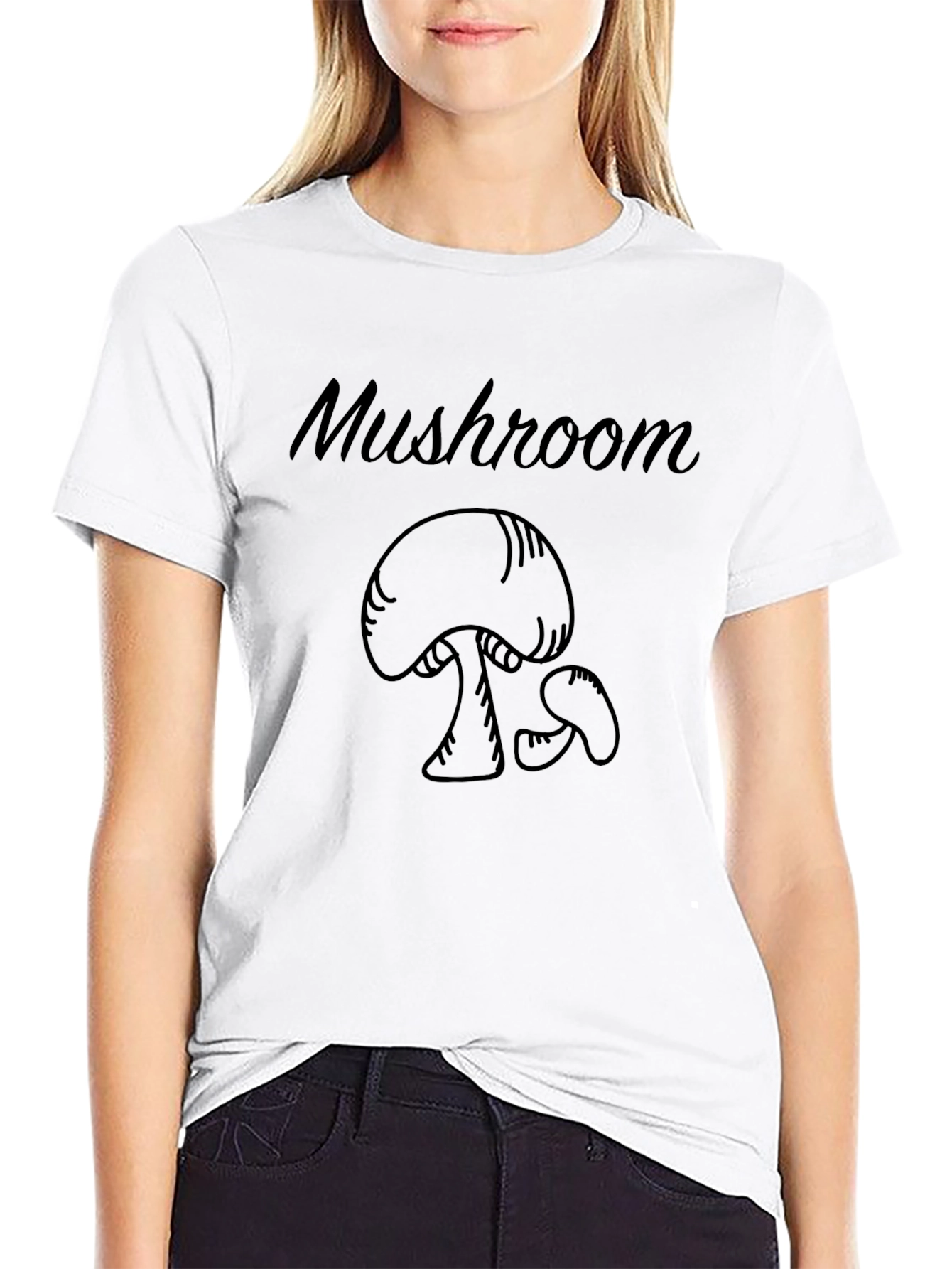 Mushroom Graphic Tee - Black Crew Neck