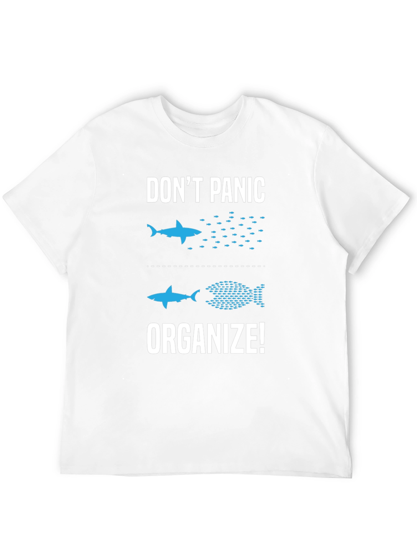 Dont Panic Organize T-Shirt Funny Shark Graphic Tee