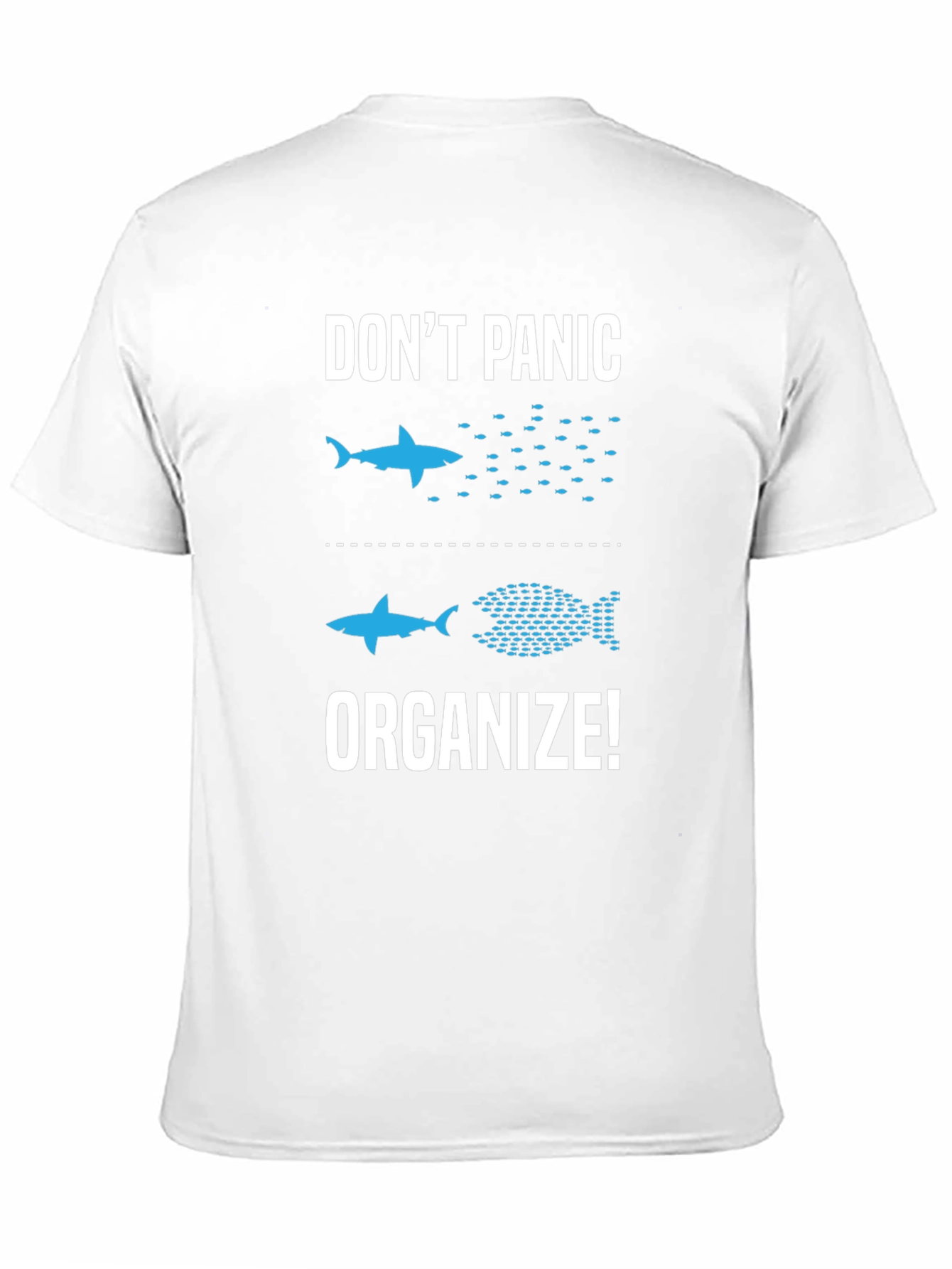 Dont Panic Organize T-Shirt Funny Shark Graphic Tee