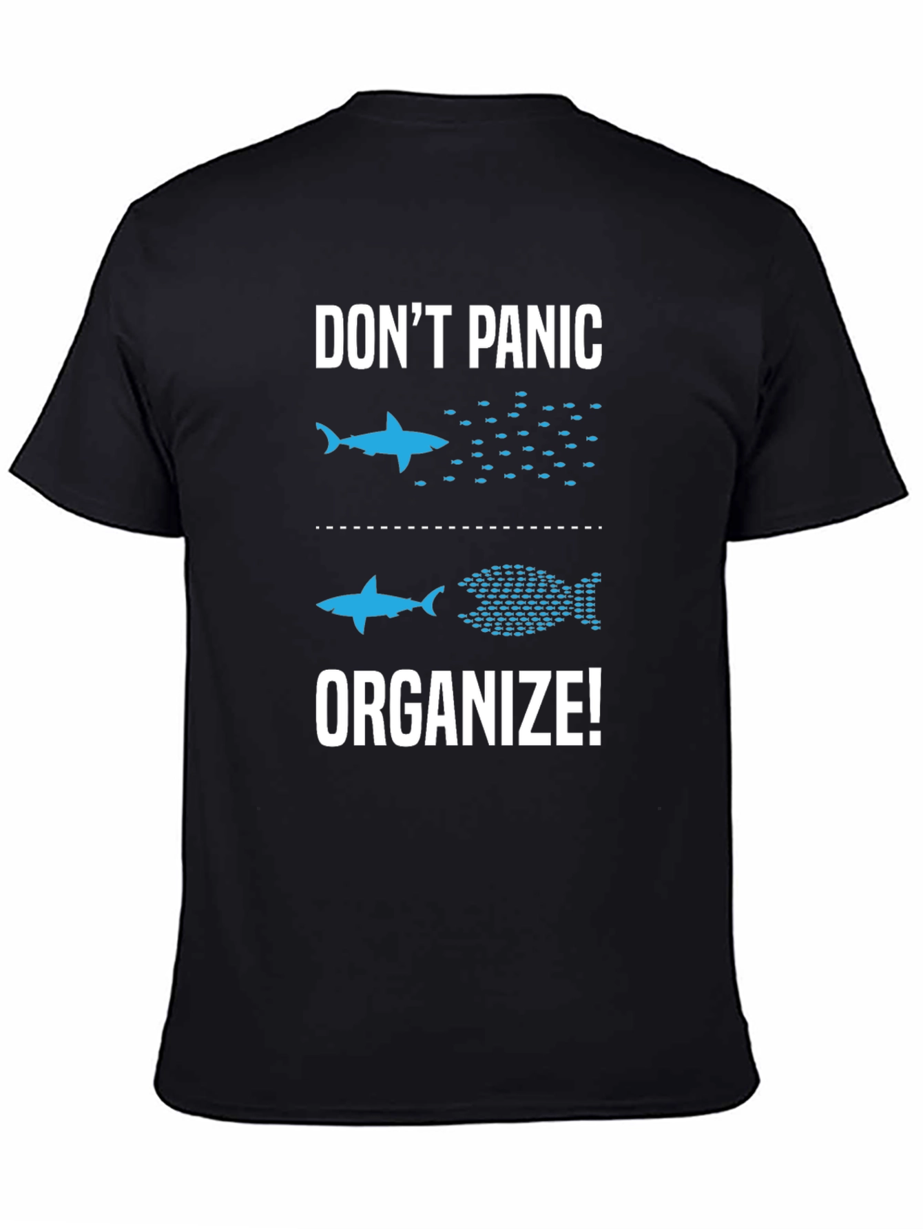 Dont Panic Organize T-Shirt Funny Shark Graphic Tee