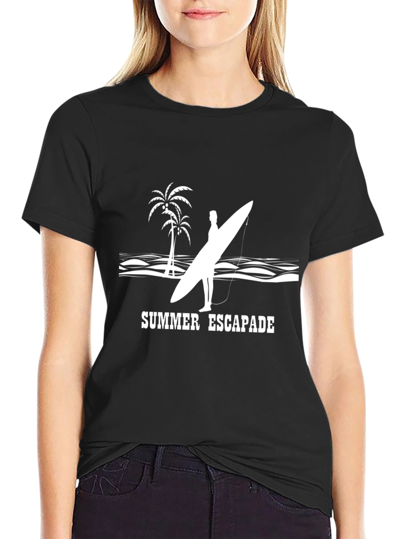 Summer Escapade Graphic T-Shirt - Black