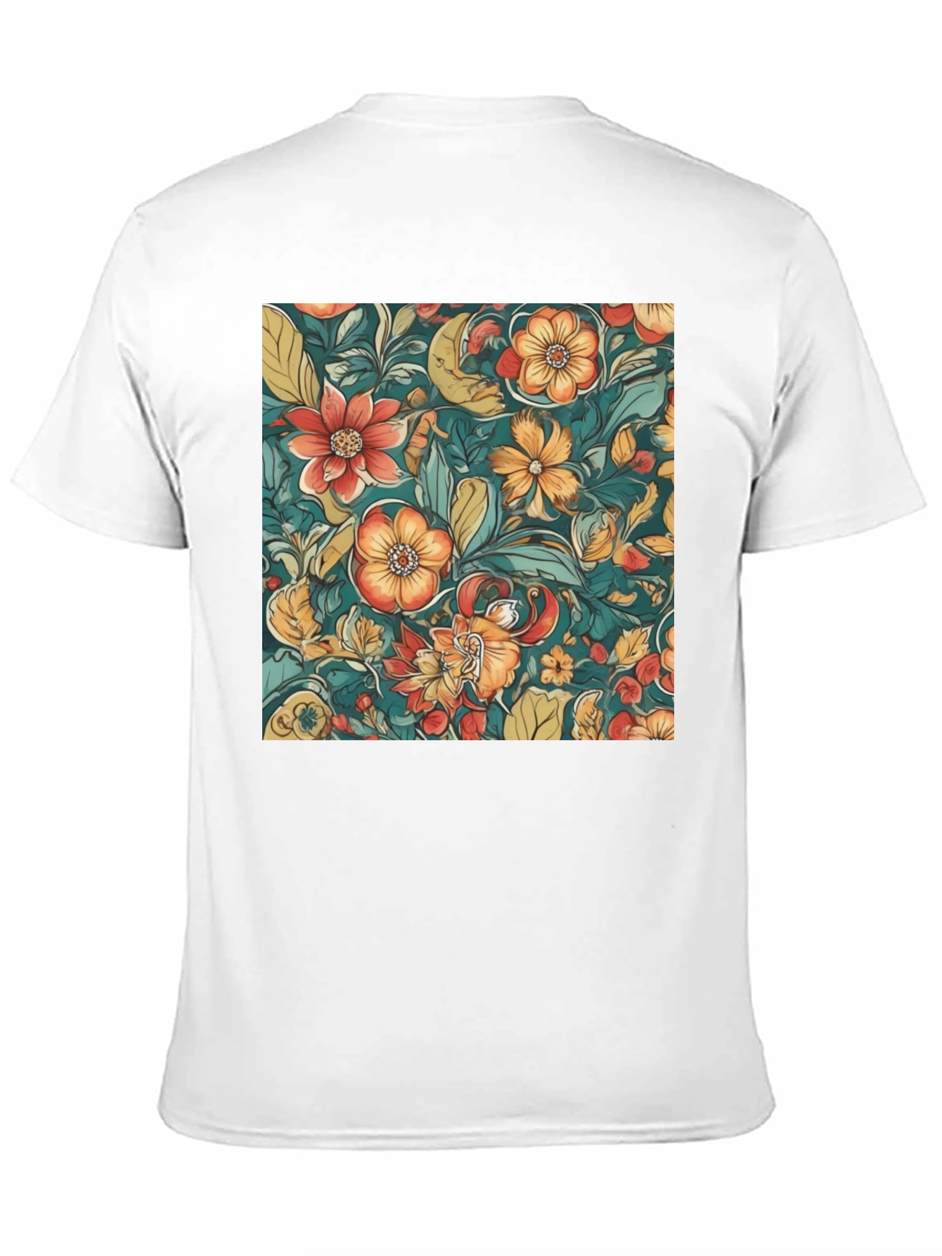 Floral Pattern Black T-Shirt