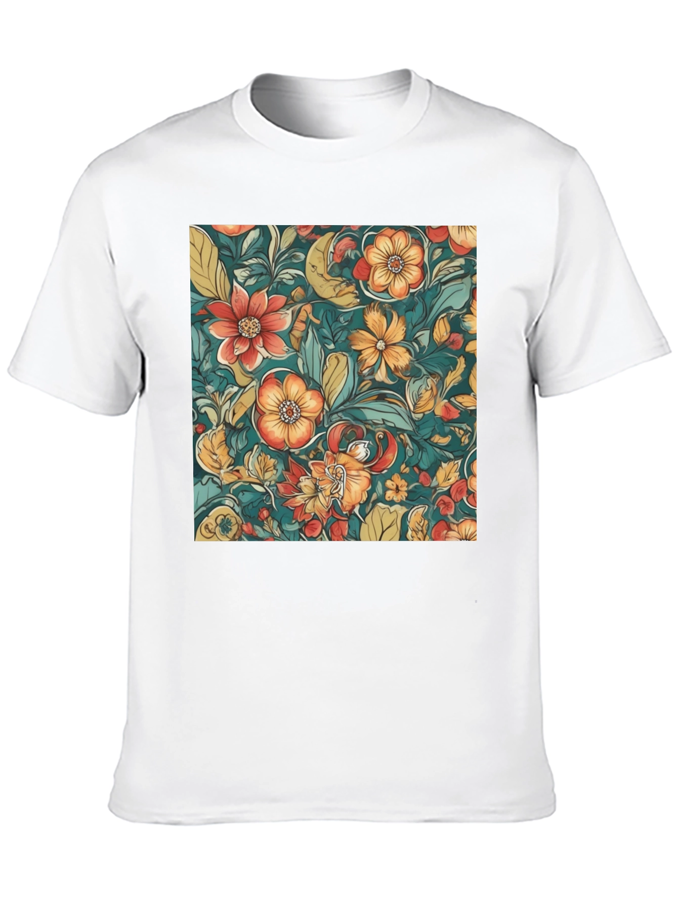Floral Pattern Black T-Shirt
