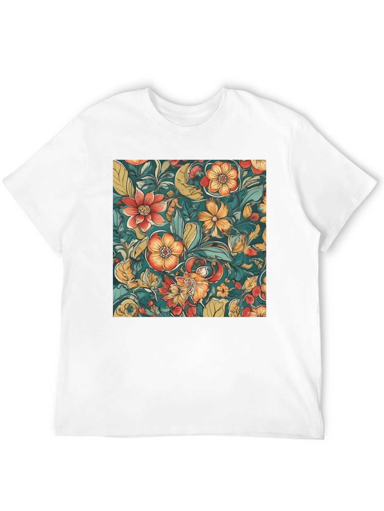 Floral Pattern Black T-Shirt