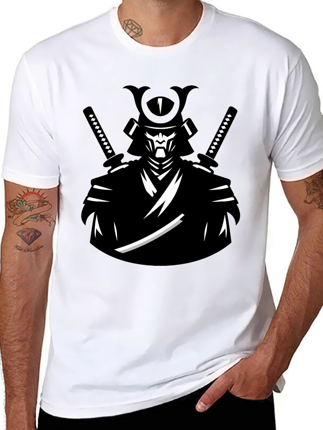 Samurai Warrior Graphic Tee - Cool Black T-Shirt